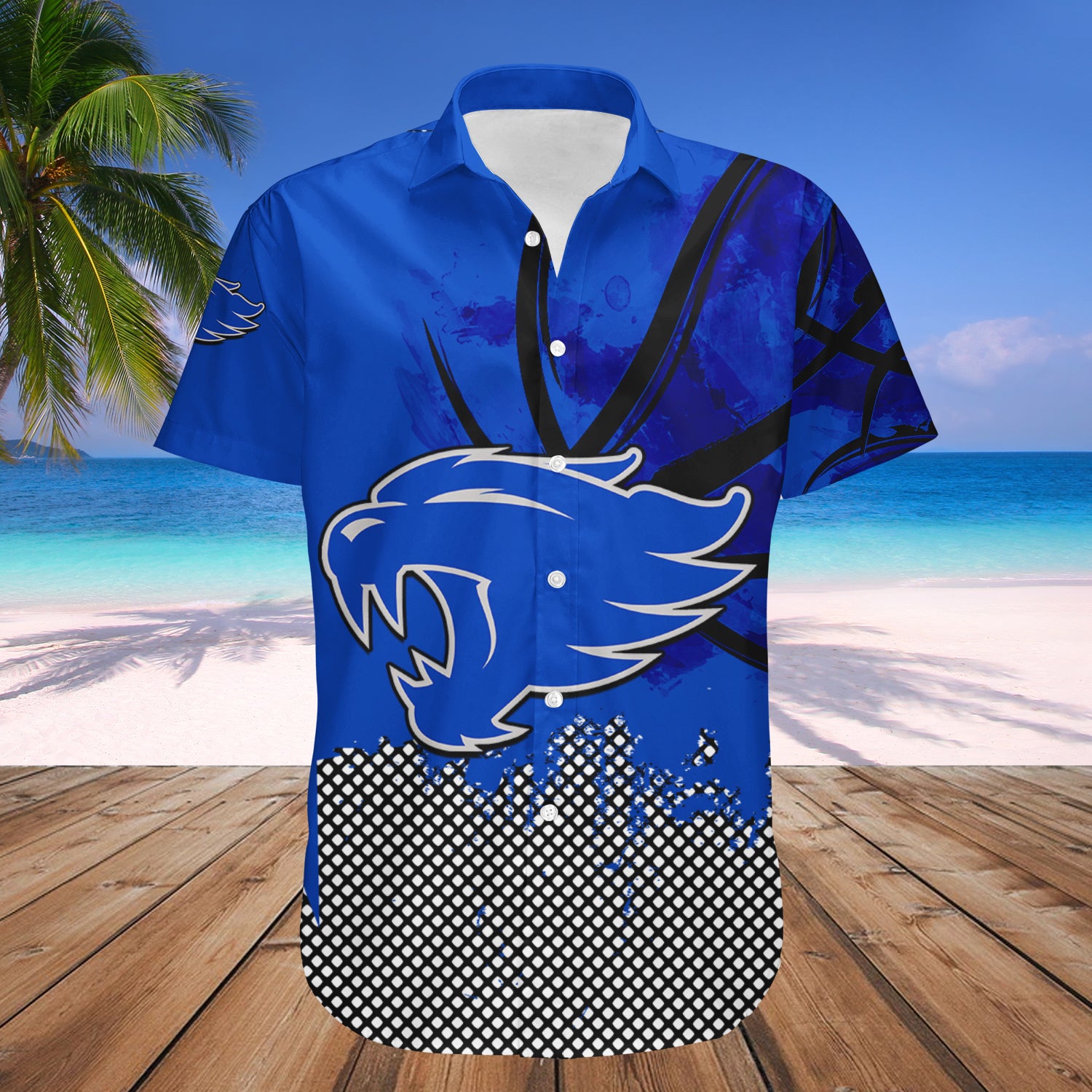 Kentucky Wildcats Hawaiian Shirt Set Basketball Net Grunge Pattern 1
