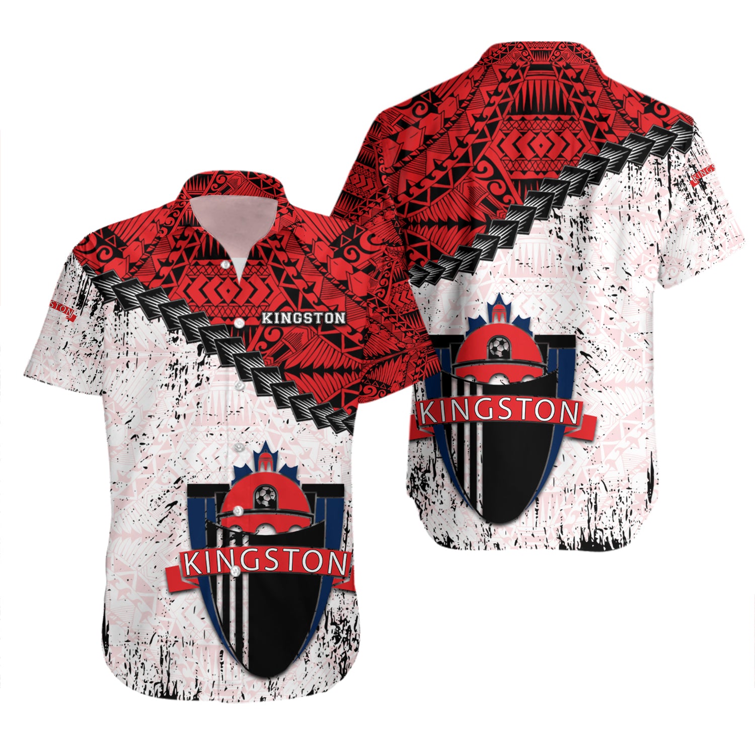 Kingston FC Hawaiian Shirt Set Grunge Polynesian Tattoo - CA SOCCER 2
