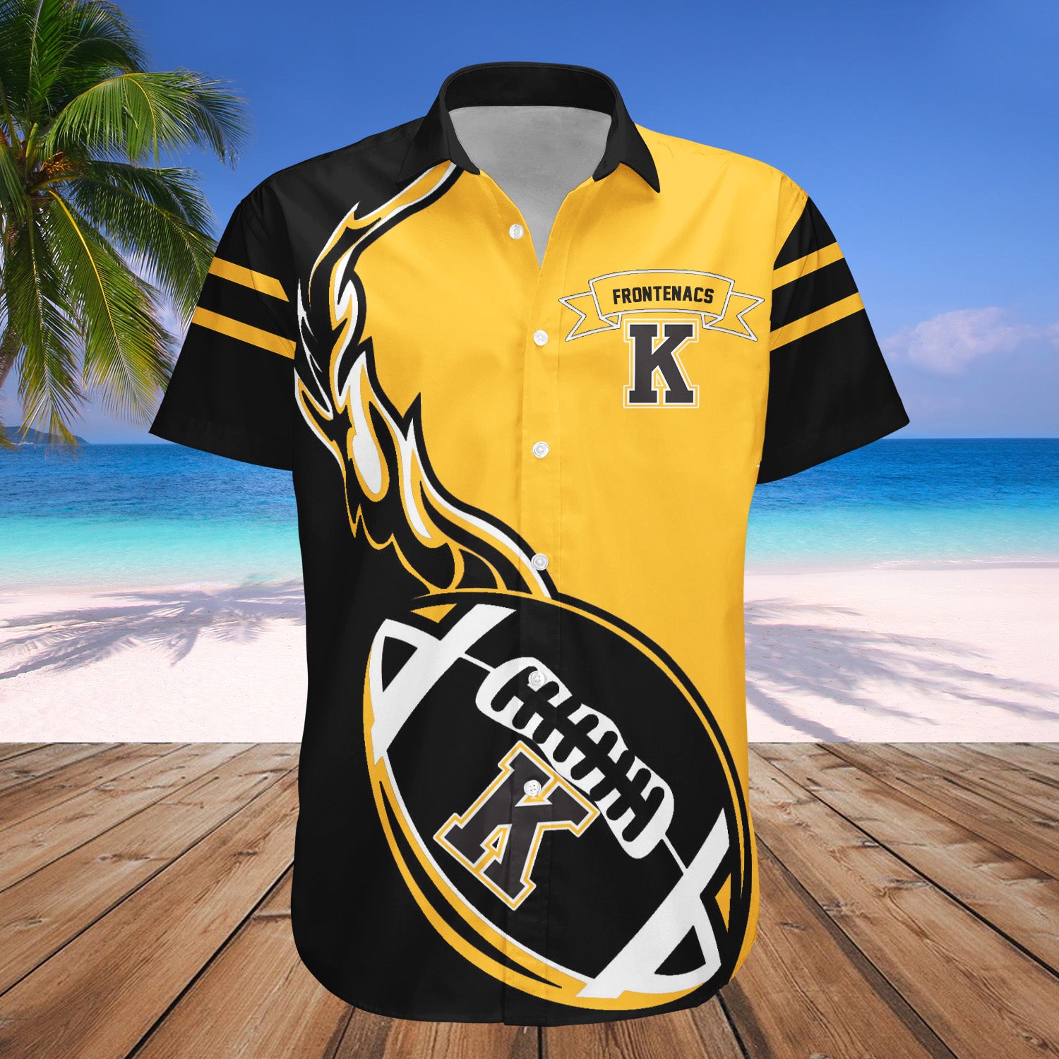 Kingston Frontenacs Hawaiian Shirt Set Flame Ball - CA HOCKEY 1
