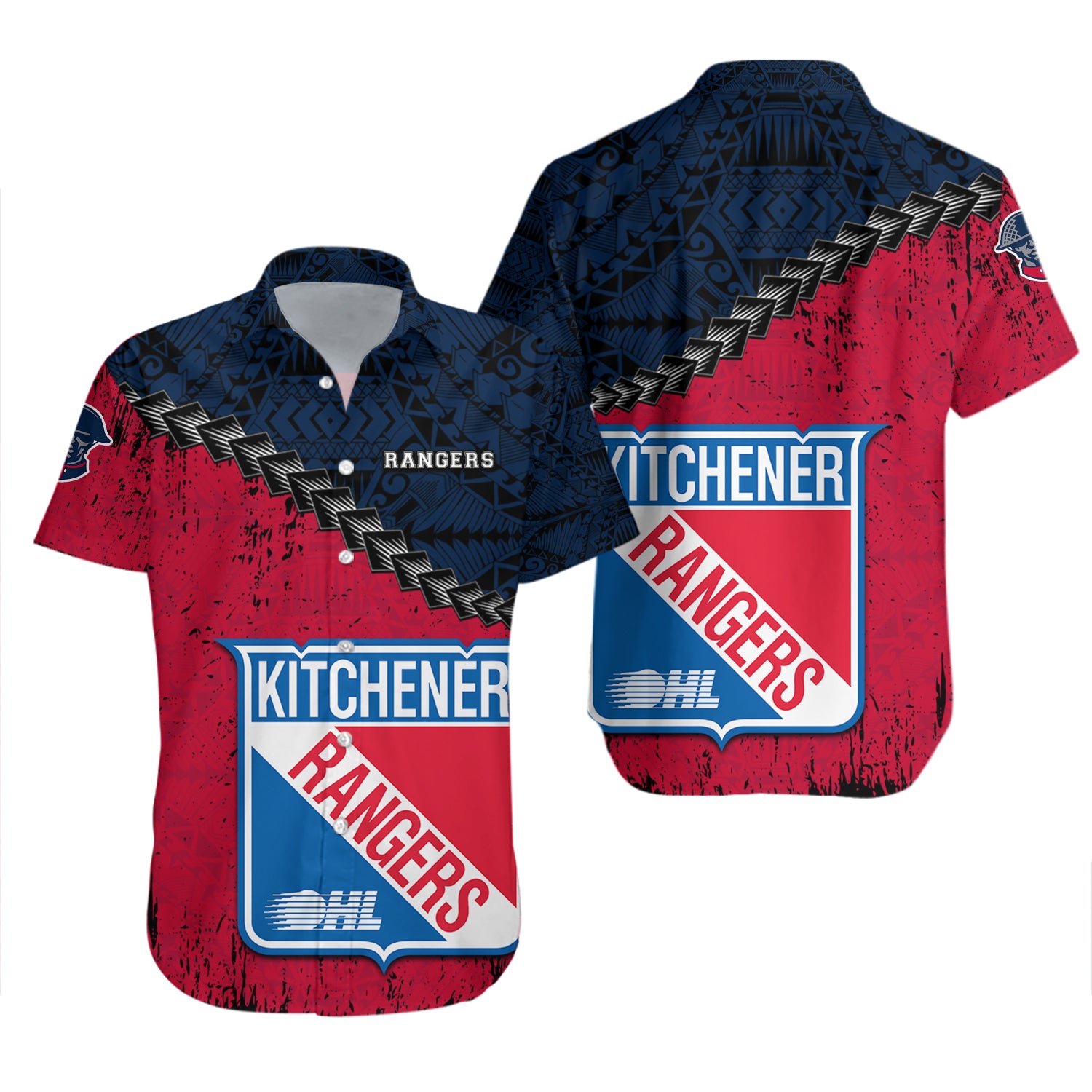 Kitchener Rangers Hawaiian Shirt Set Grunge Polynesian Tattoo - CA HOCKEY 2
