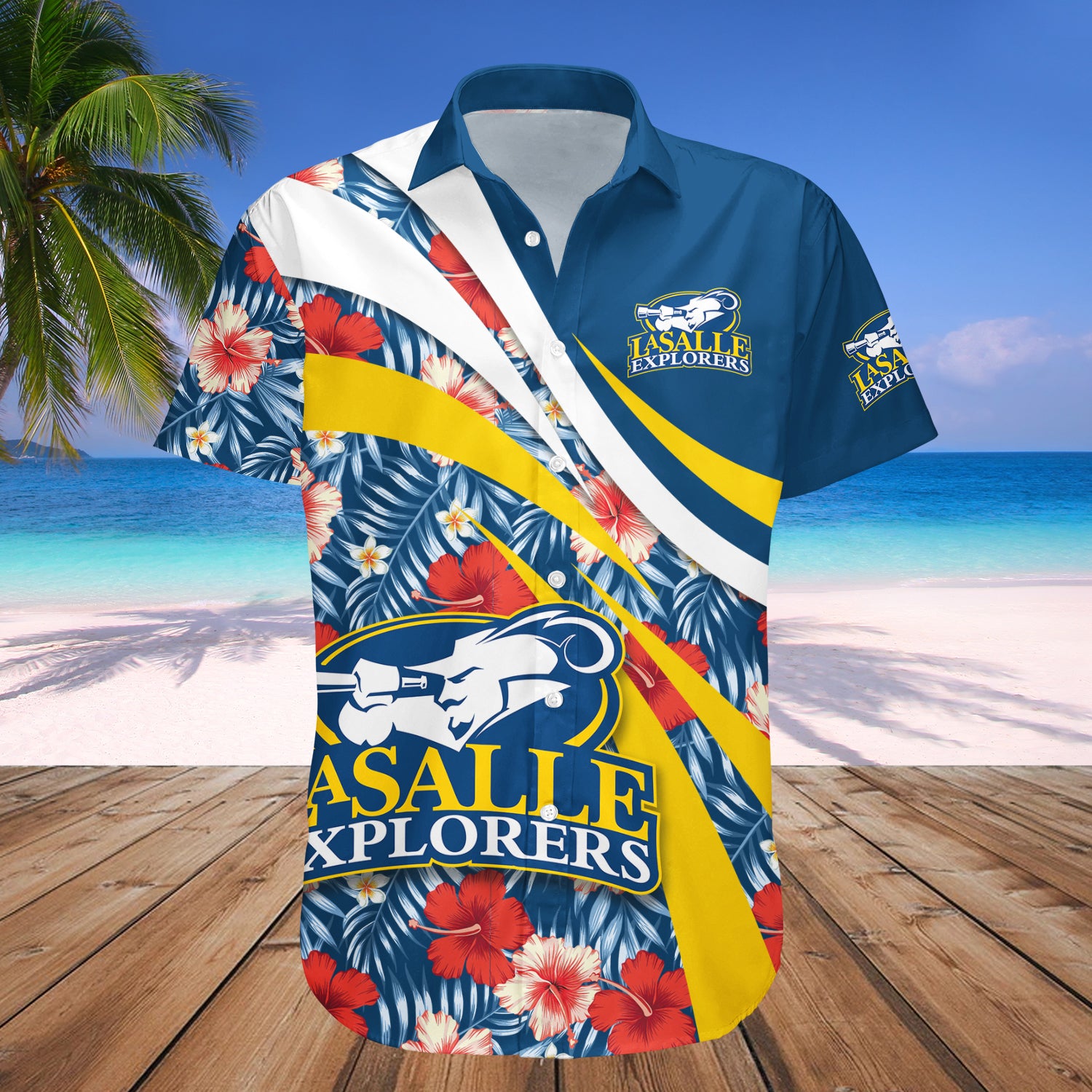 La Salle Explorers Hawaiian Shirt Set Hibiscus Sport Style 1