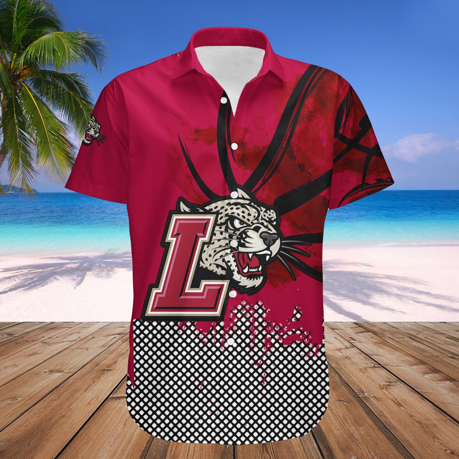 Lafayette Leopards Hawaiian Shirt Set Basketball Net Grunge Pattern 1