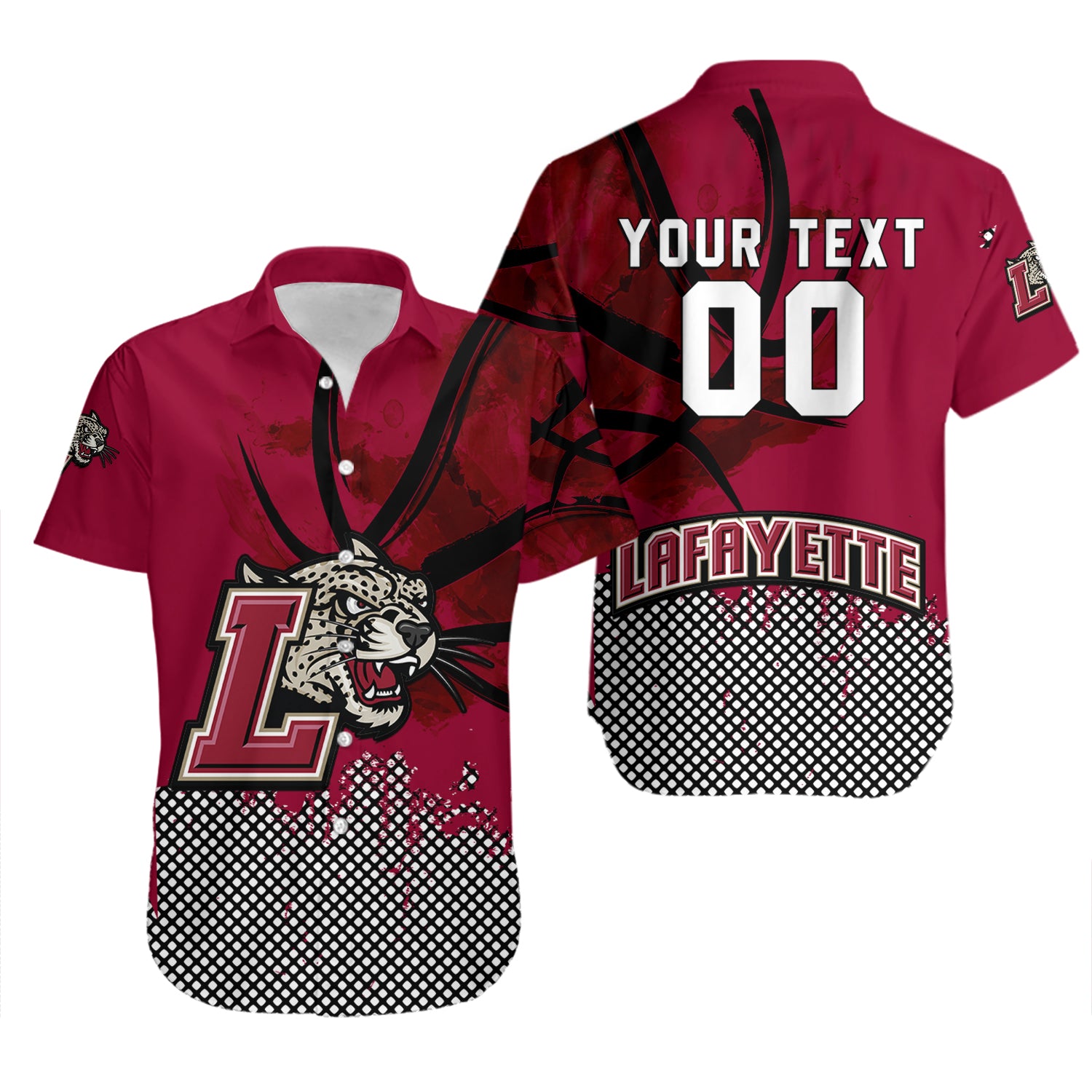Lafayette Leopards Hawaiian Shirt Set Basketball Net Grunge Pattern 2