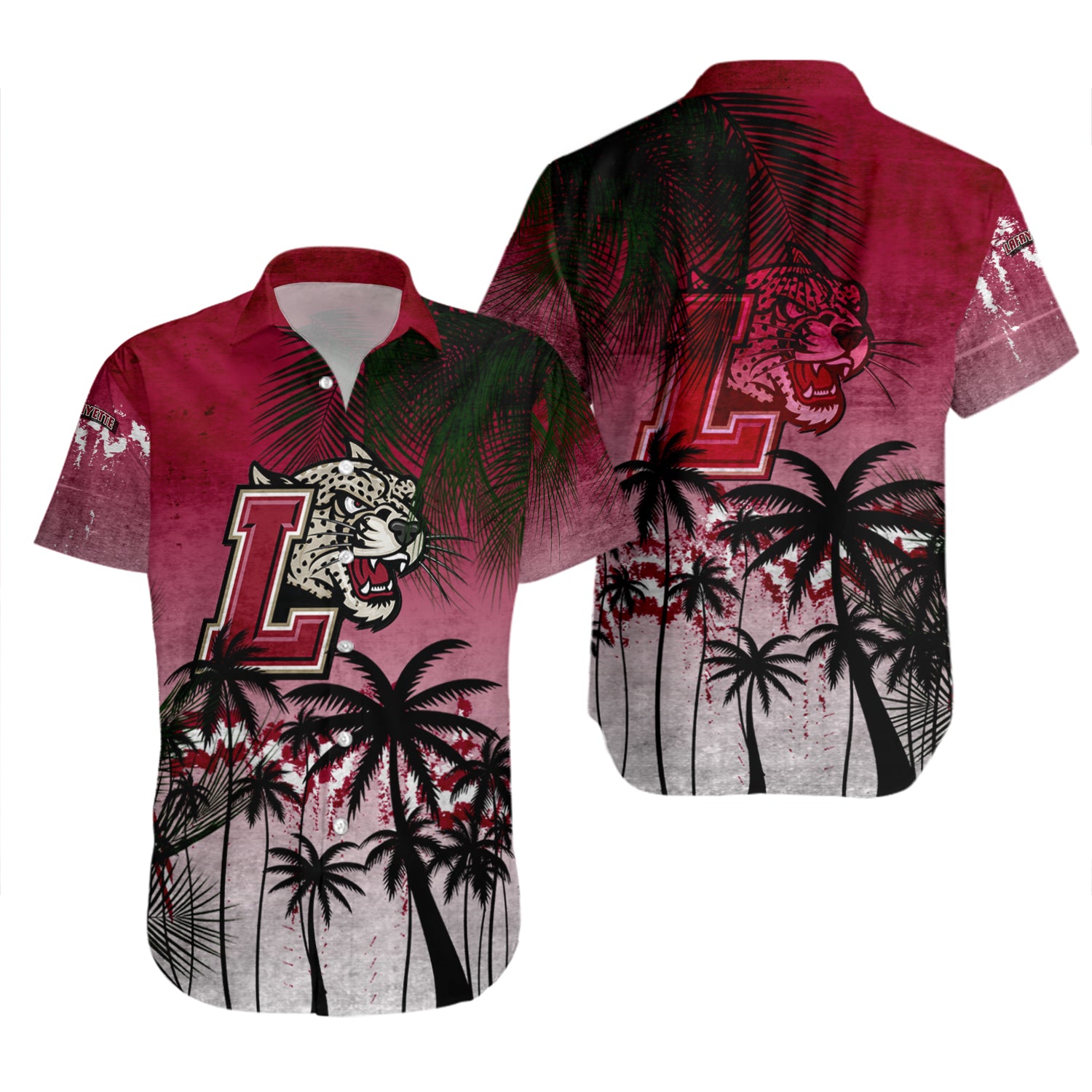 Lafayette Leopards Hawaiian Shirt Set Coconut Tree Tropical Grunge 2