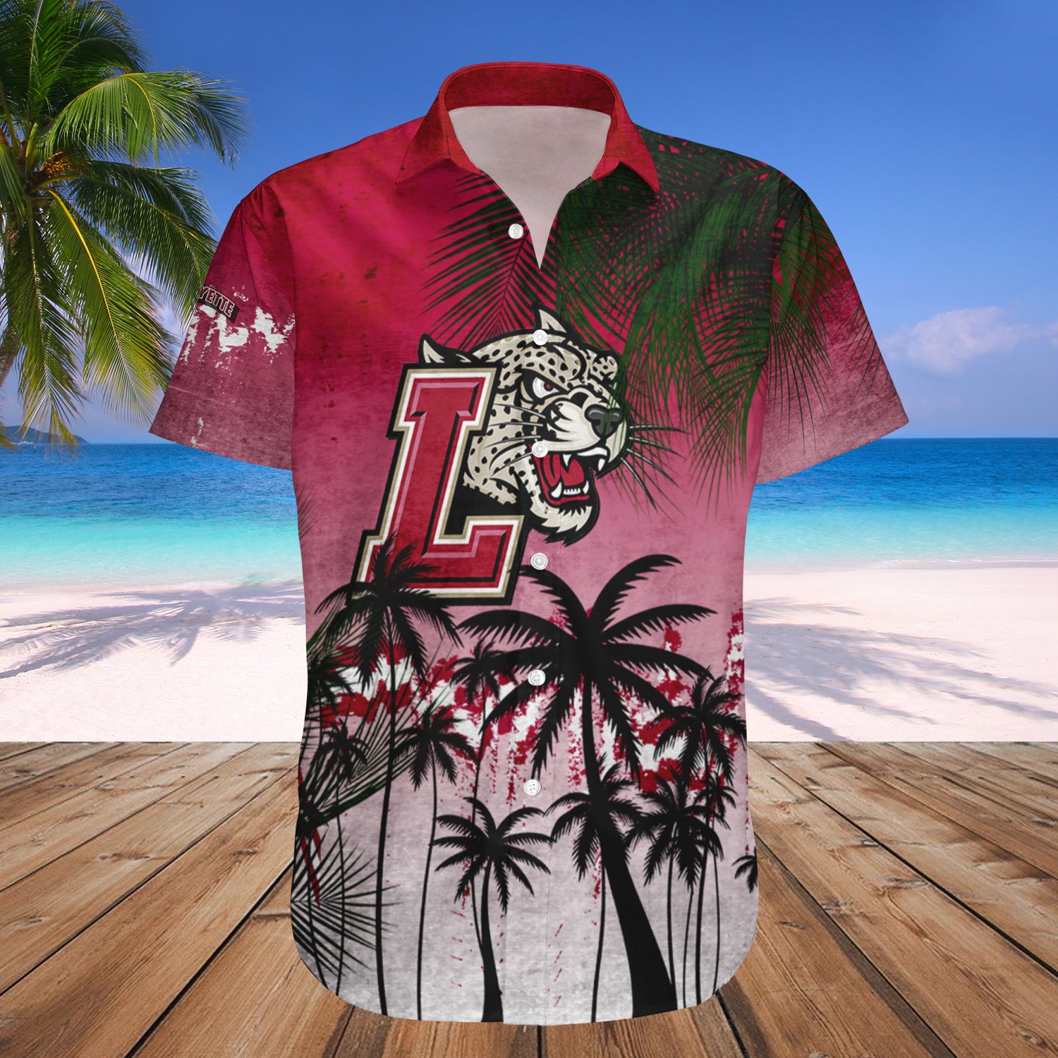 Lafayette Leopards Hawaiian Shirt Set Coconut Tree Tropical Grunge 1