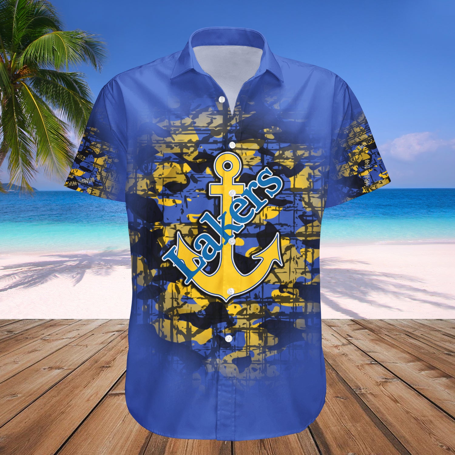 Lake Superior State Lakers Hawaiian Shirt Set Camouflage Vintage 1