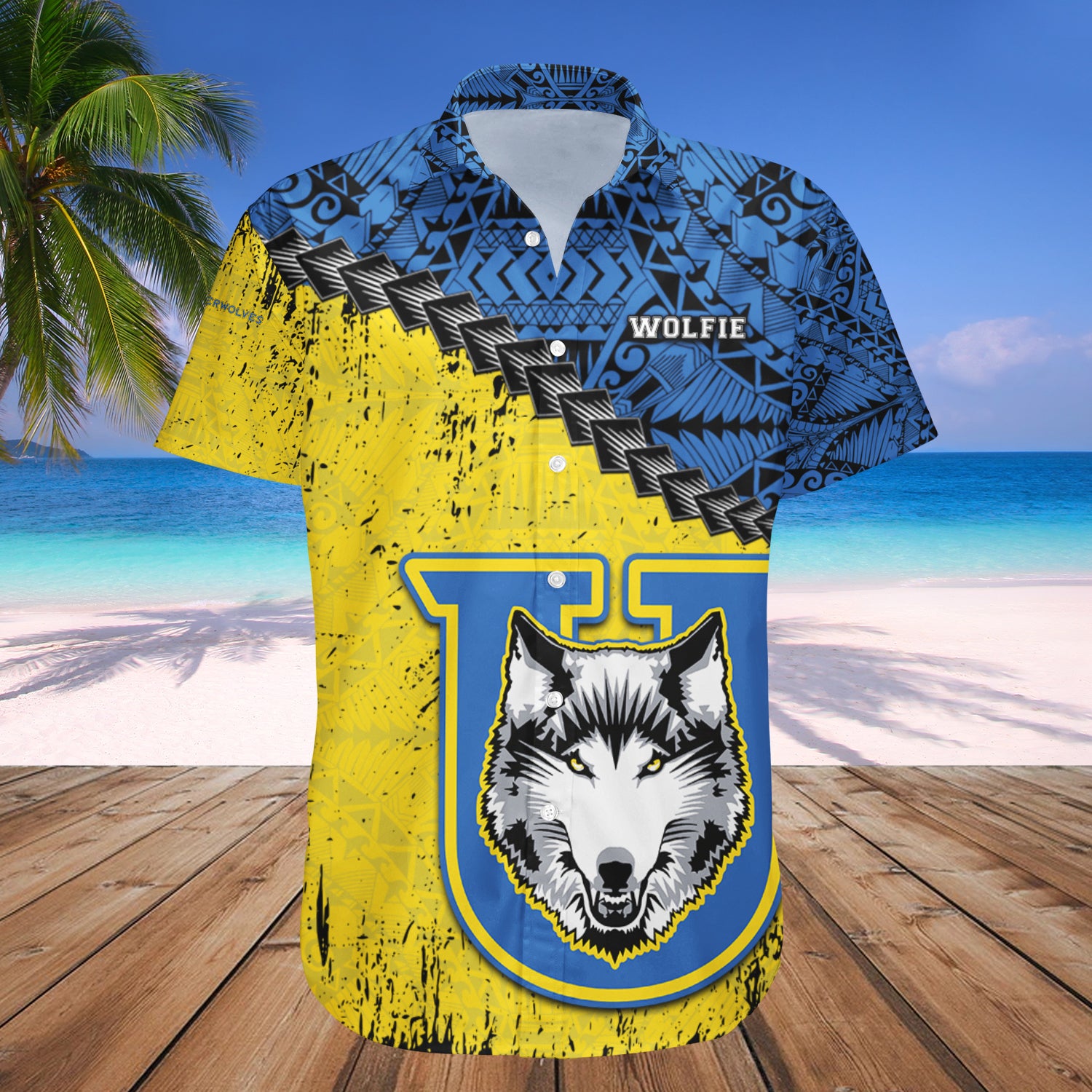 Lakehead Thunderwolves Hawaiian Shirt Set Grunge Polynesian Tattoo - CA CIS 1