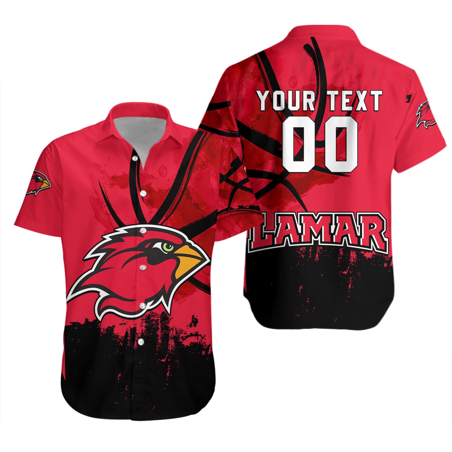 Lamar Cardinals Hawaiian Shirt Set Basketball Net Grunge Pattern 2