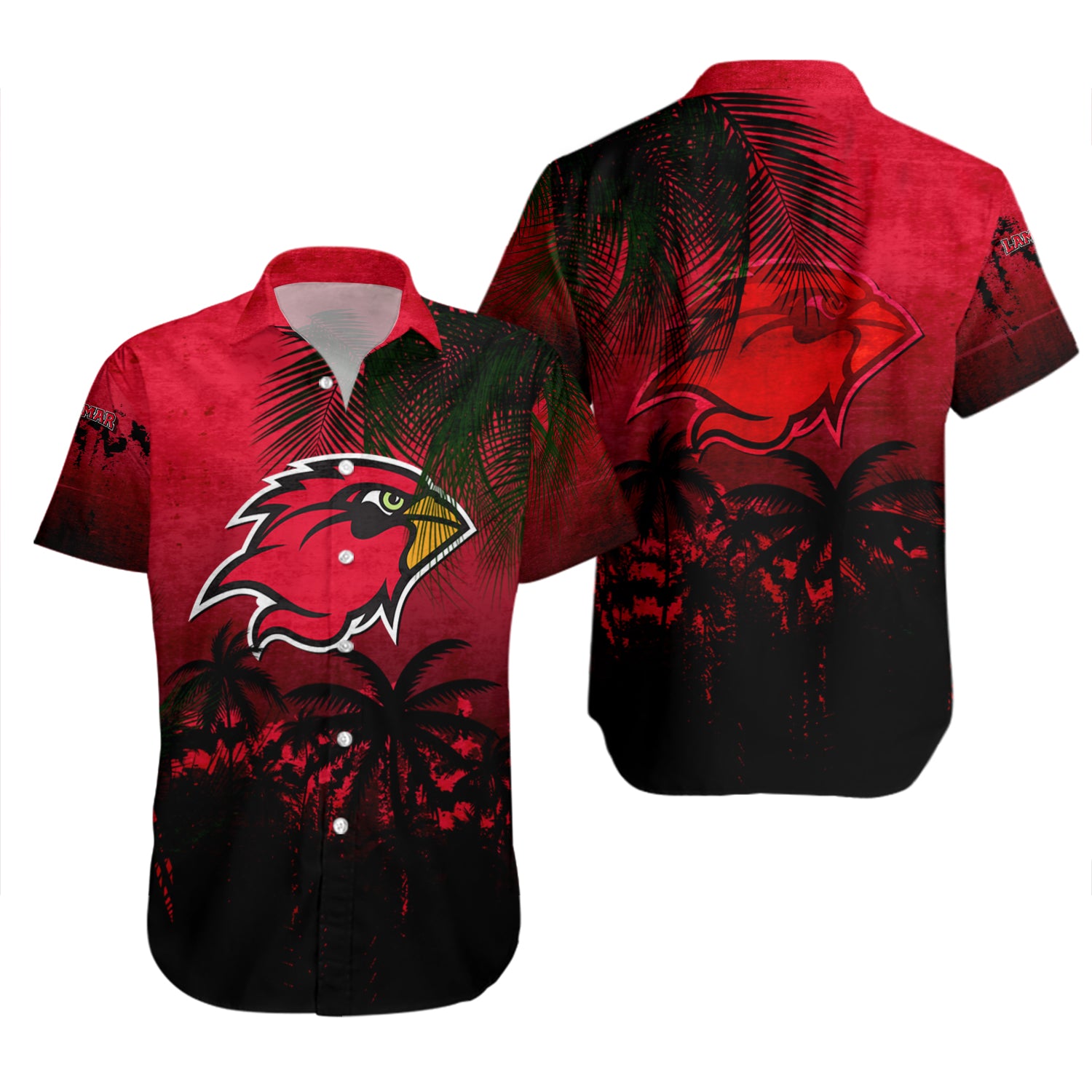 Lamar Cardinals Hawaiian Shirt Set Coconut Tree Tropical Grunge 2
