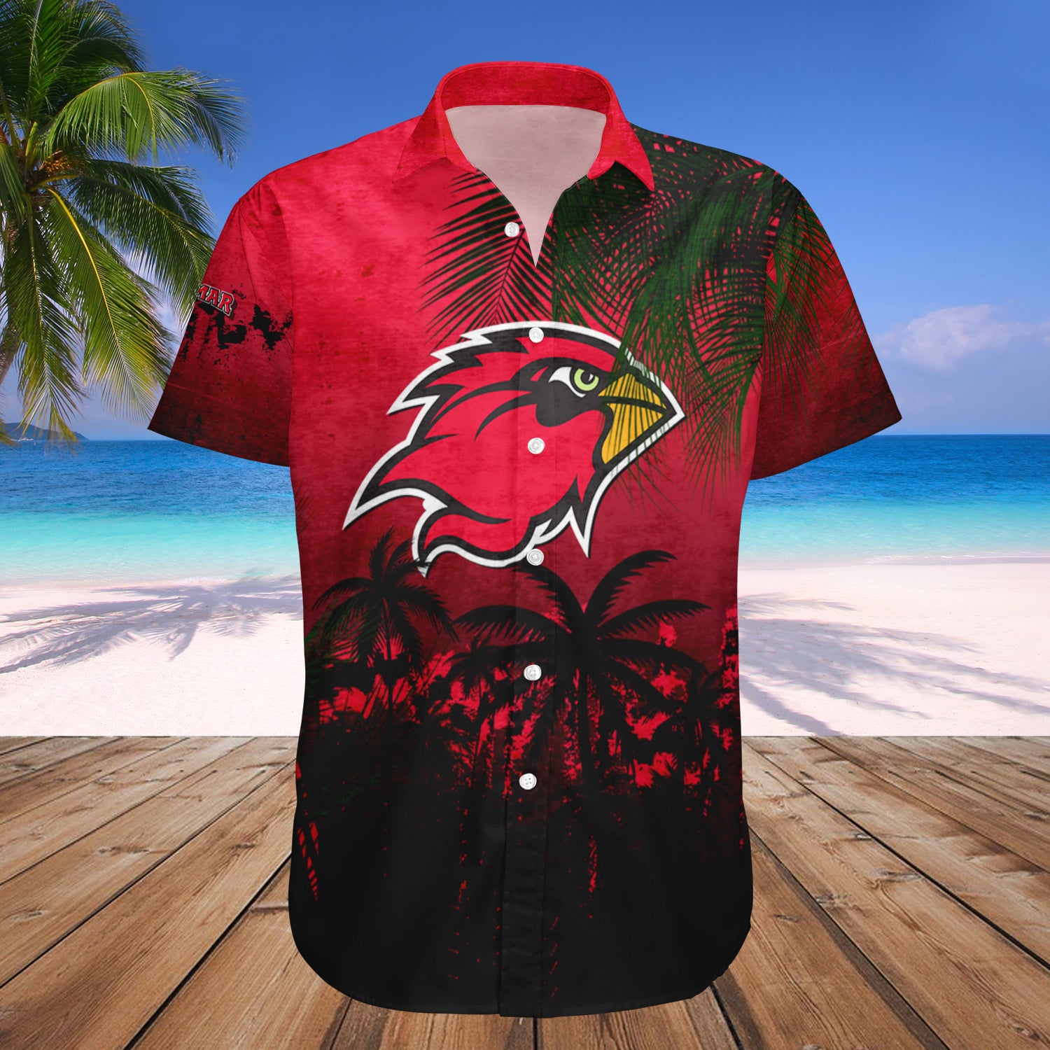 Lamar Cardinals Hawaiian Shirt Set Coconut Tree Tropical Grunge 1