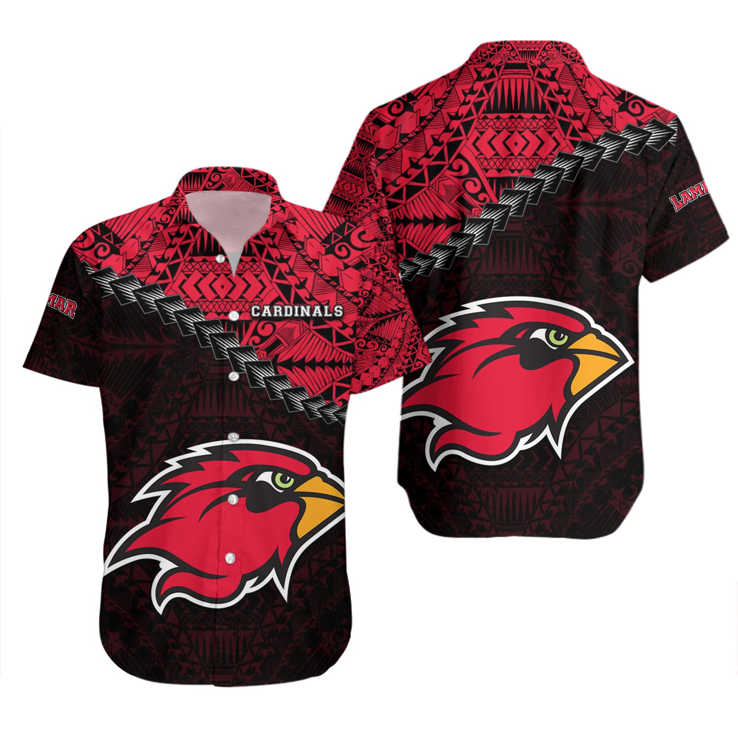 Lamar Cardinals Hawaiian Shirt Set Grunge Polynesian Tattoo 2
