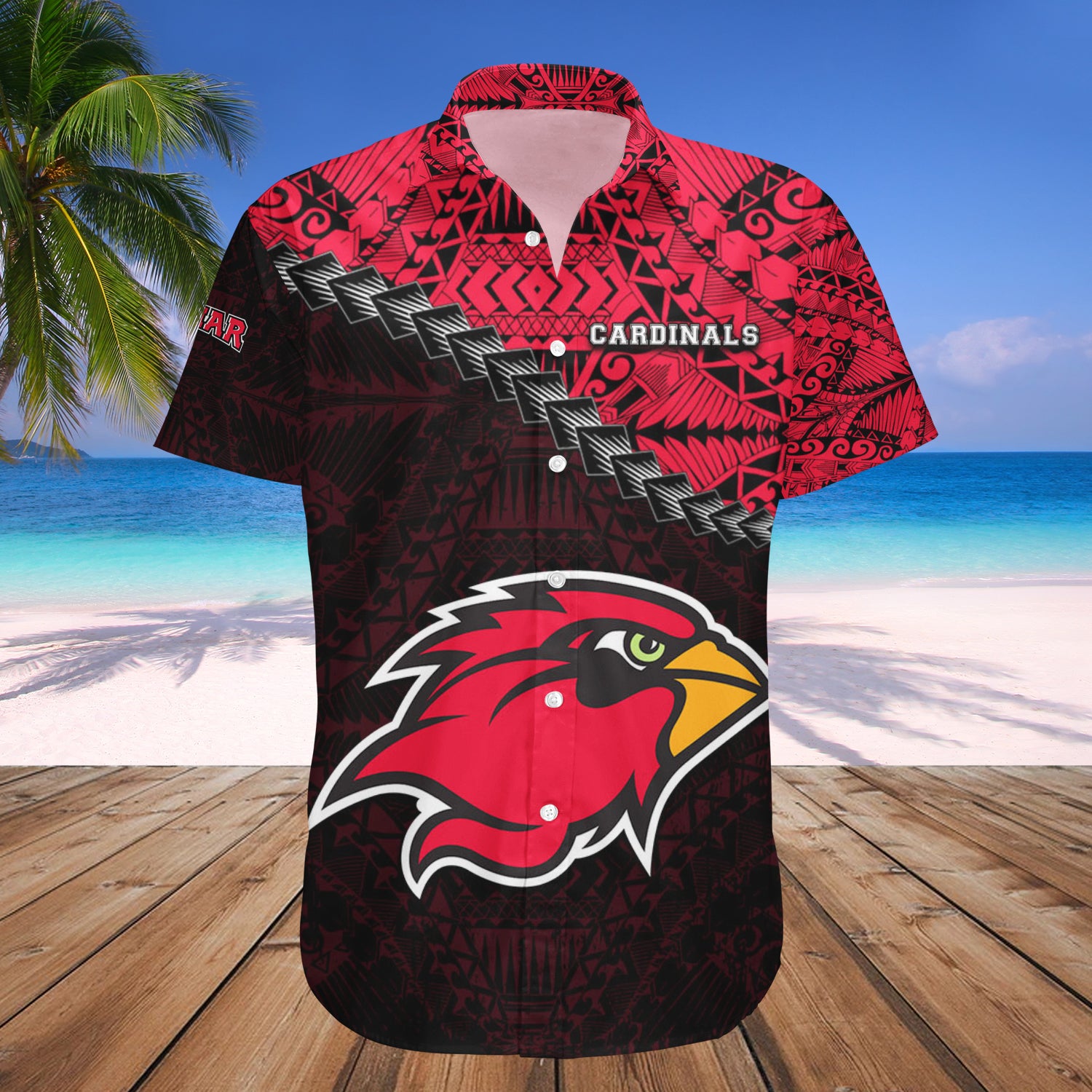 Lamar Cardinals Hawaiian Shirt Set Grunge Polynesian Tattoo 1