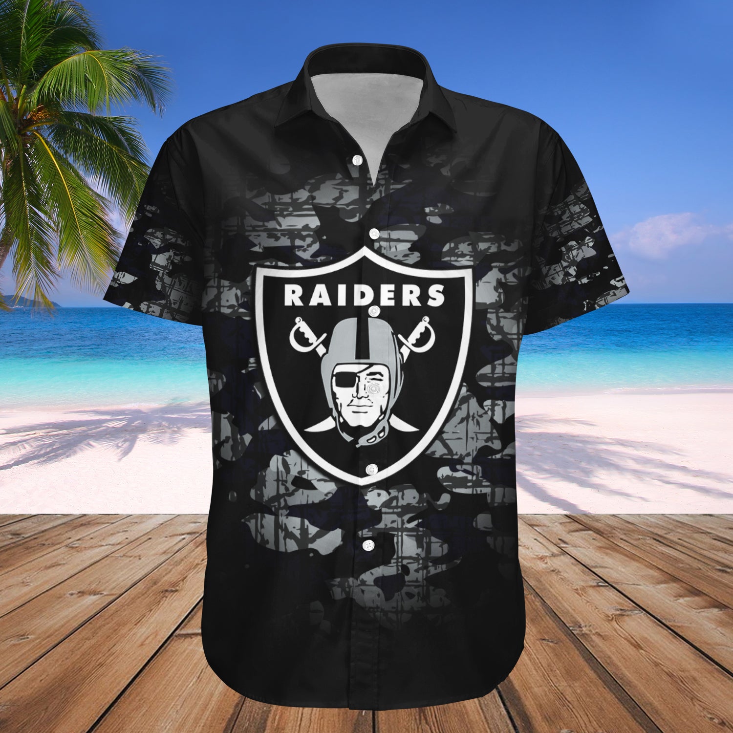 Las Vegas Raiders Hawaiian Shirt Set Camouflage Vintage - NFL 1