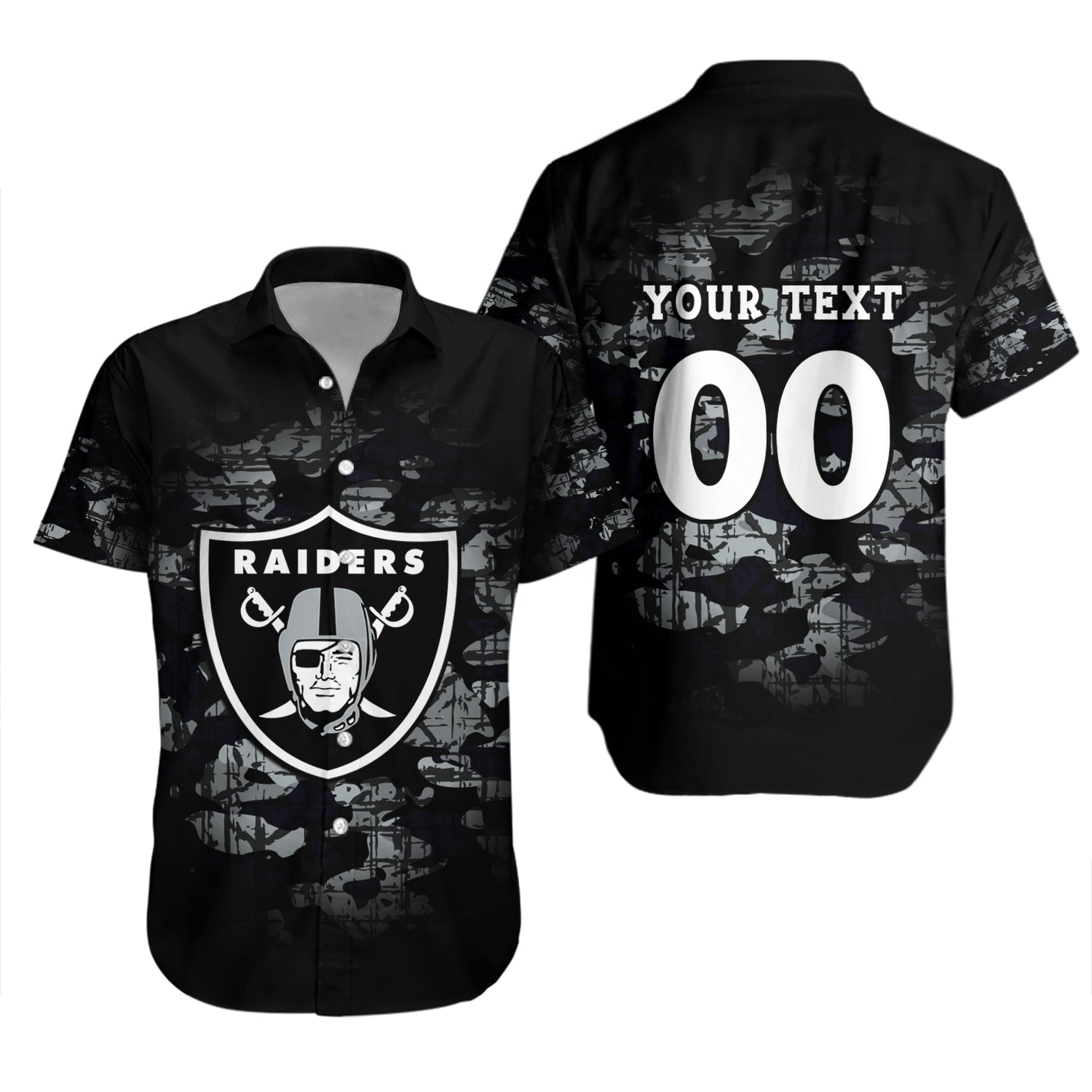 Las Vegas Raiders Hawaiian Shirt Set Camouflage Vintage - NFL 2