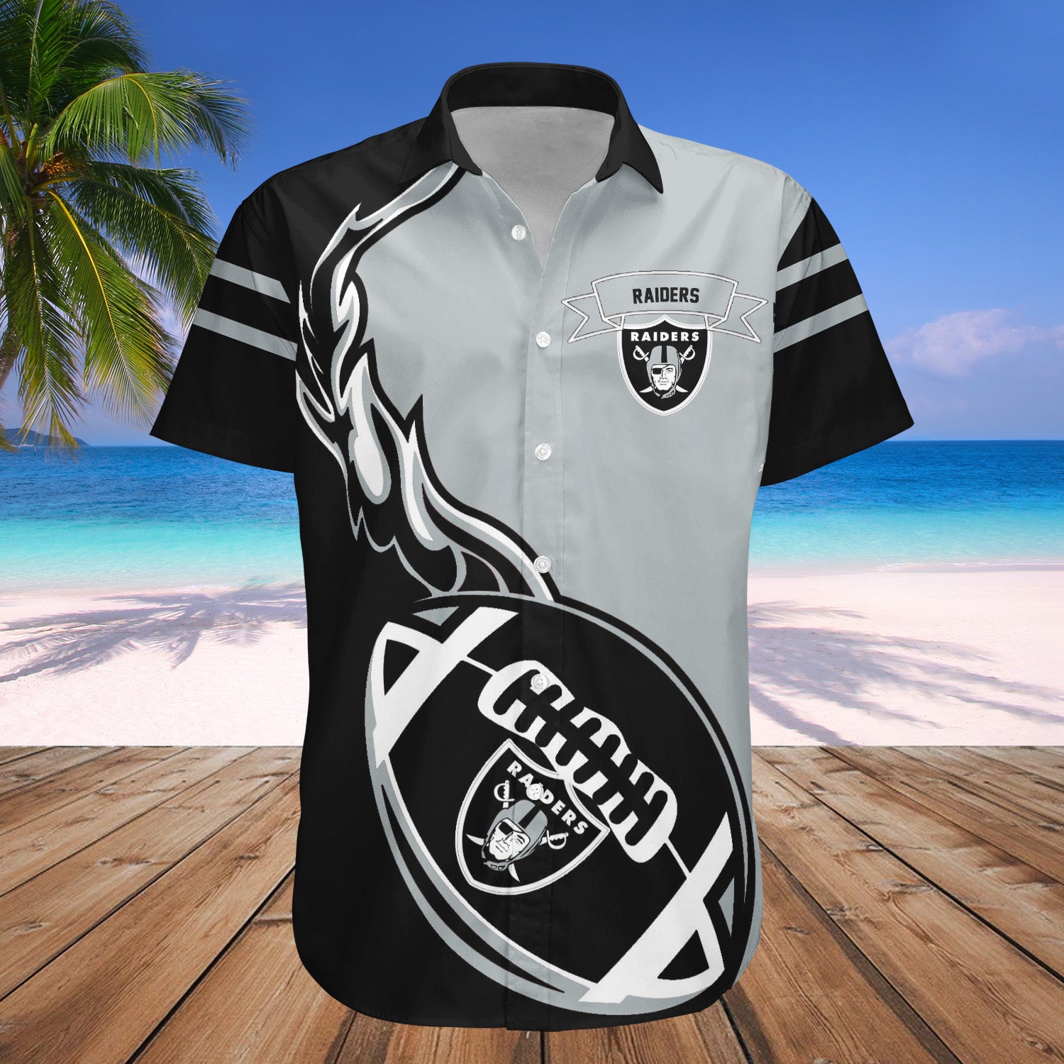 Las Vegas Raiders Hawaiian Shirt Set Flame Ball - NFL 1