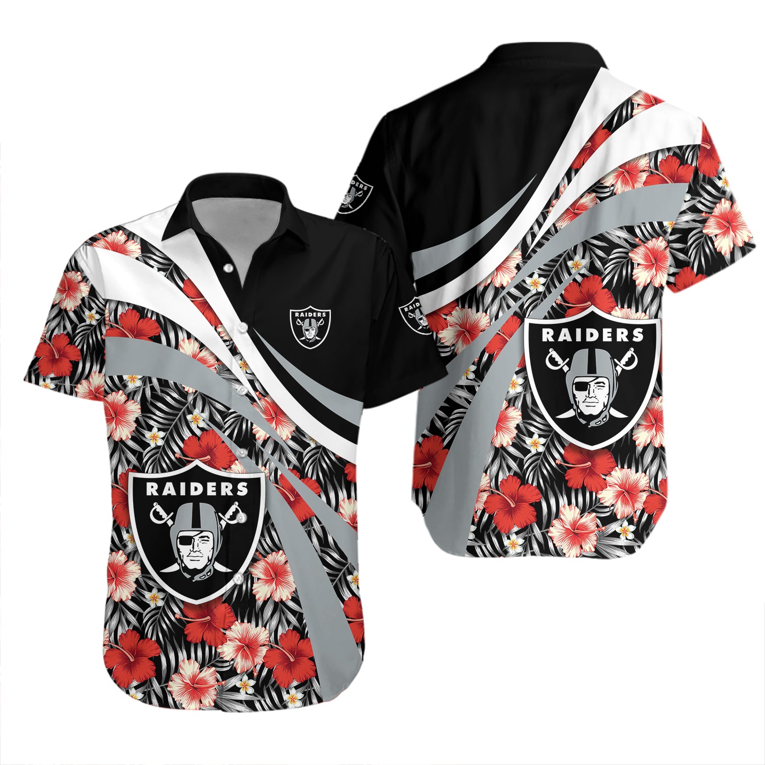 Las Vegas Raiders Hawaiian Shirt Set Hibiscus Sport Style - NFL 2