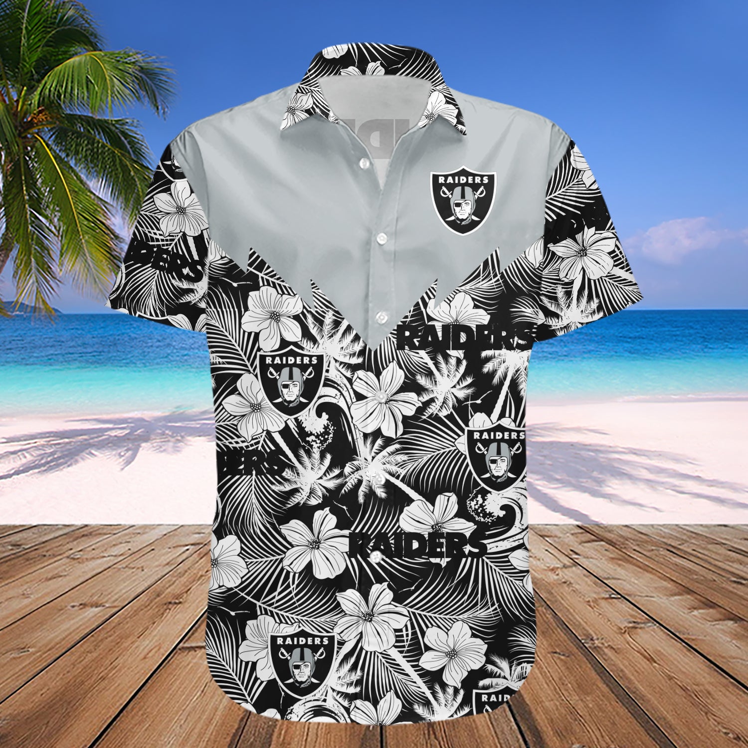 Las Vegas Raiders Hawaiian Shirt Set Tropical Seamless- NFL 1