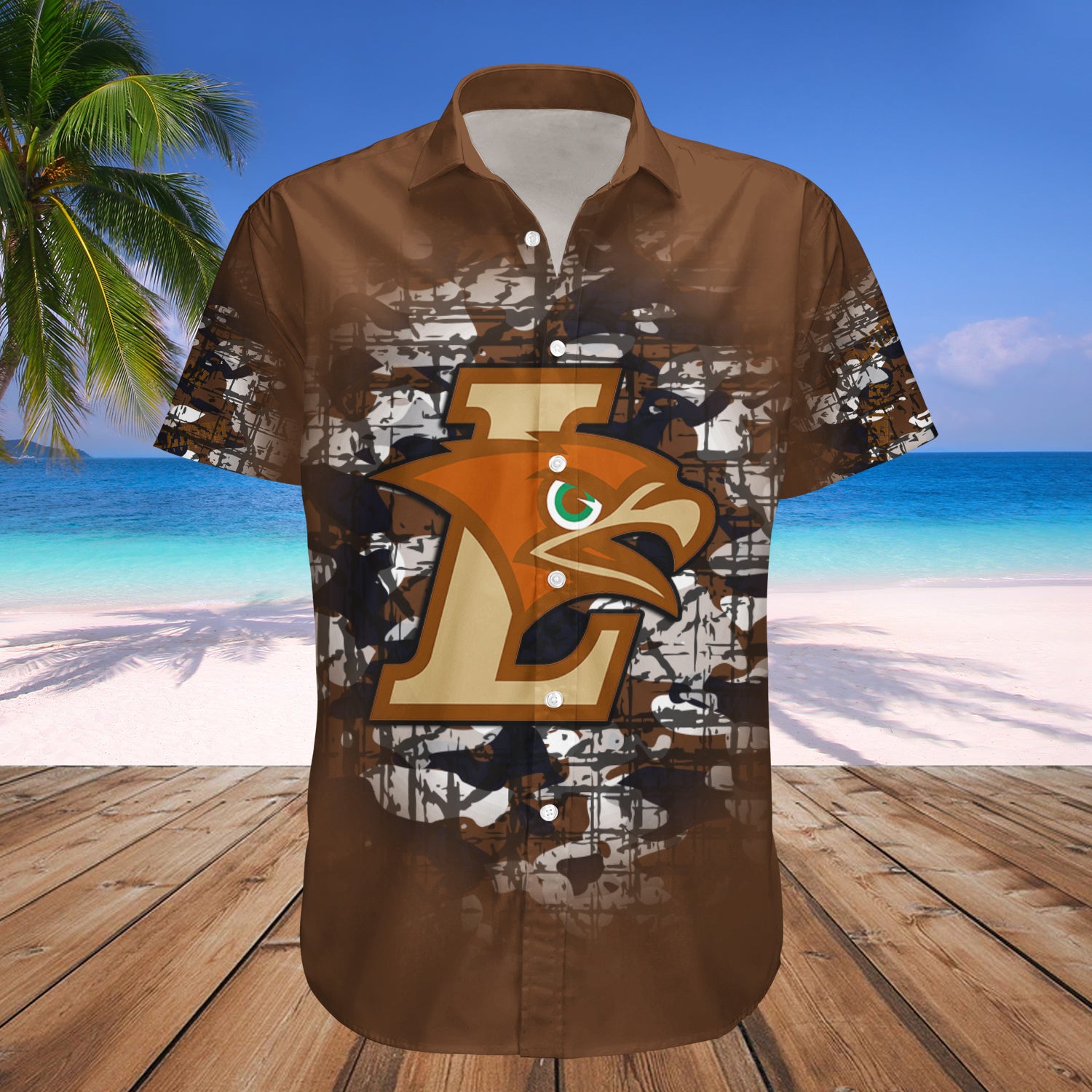 Lehigh Mountain Hawks Hawaiian Shirt Set Camouflage Vintage 1