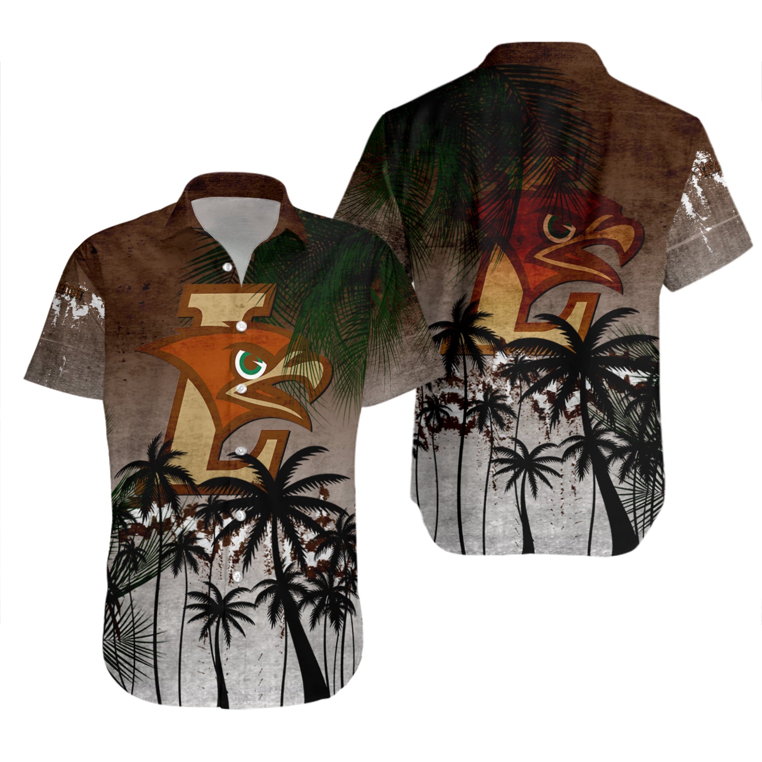 Lehigh Mountain Hawks Hawaiian Shirt Set Coconut Tree Tropical Grunge 2