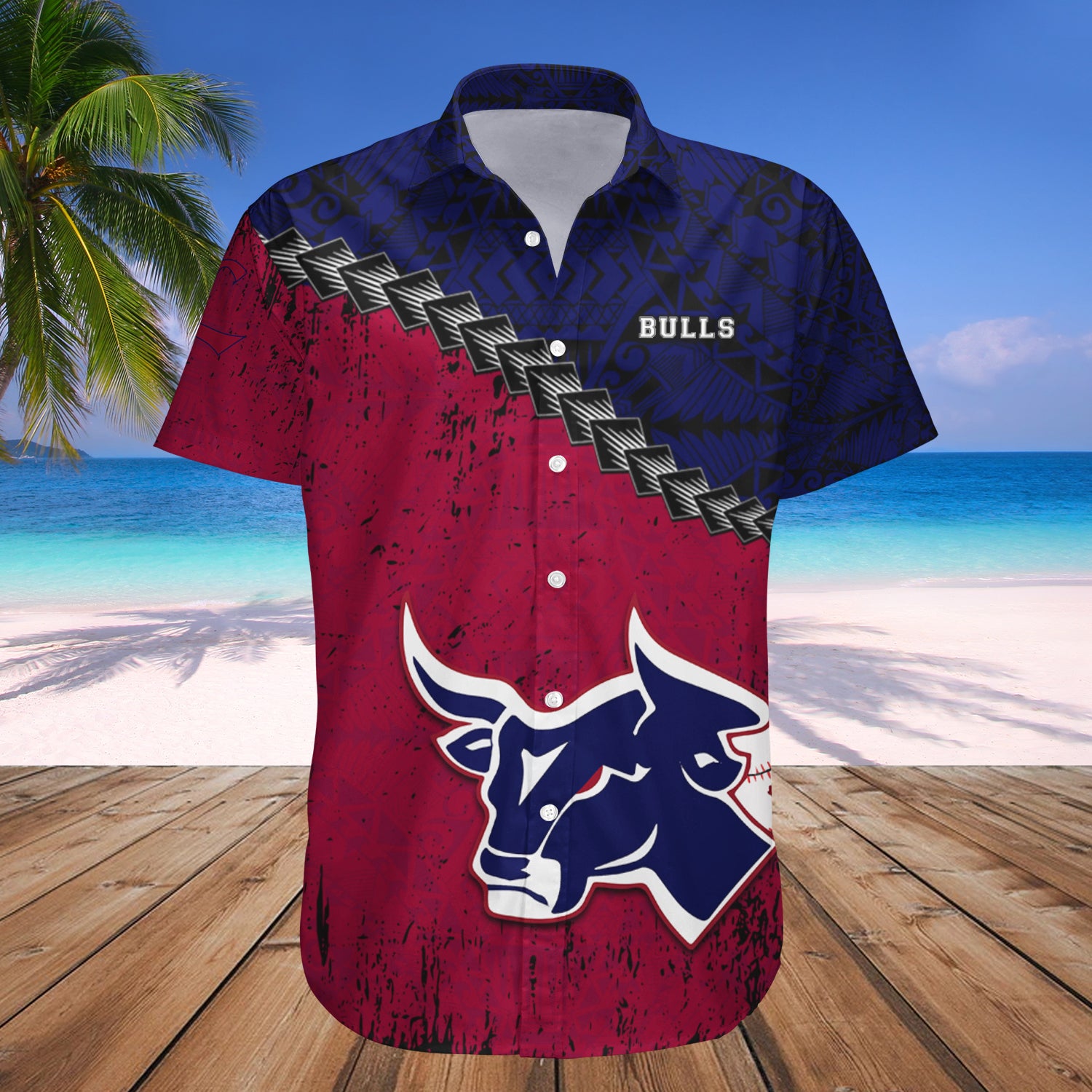 Lethbridge Bulls Hawaiian Shirt Set Grunge Polynesian Tattoo - CA BASEBALL 1