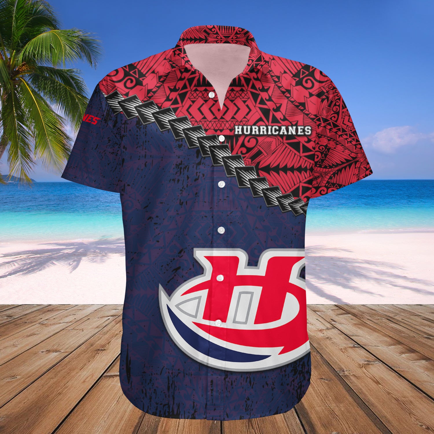 Lethbridge Hurricanes Hawaiian Shirt Set Grunge Polynesian Tattoo - CA HOCKEY 1