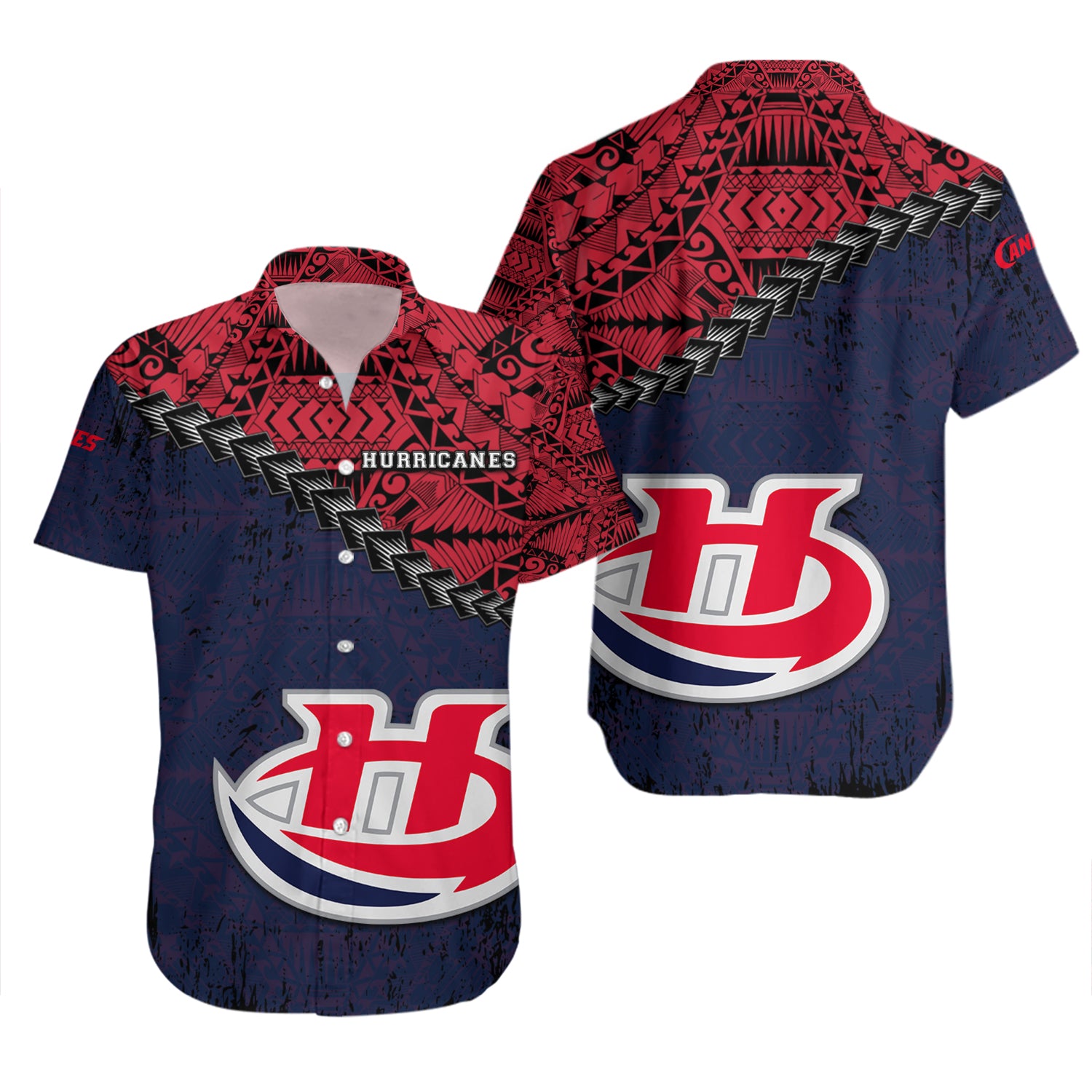 Lethbridge Hurricanes Hawaiian Shirt Set Grunge Polynesian Tattoo - CA HOCKEY 2