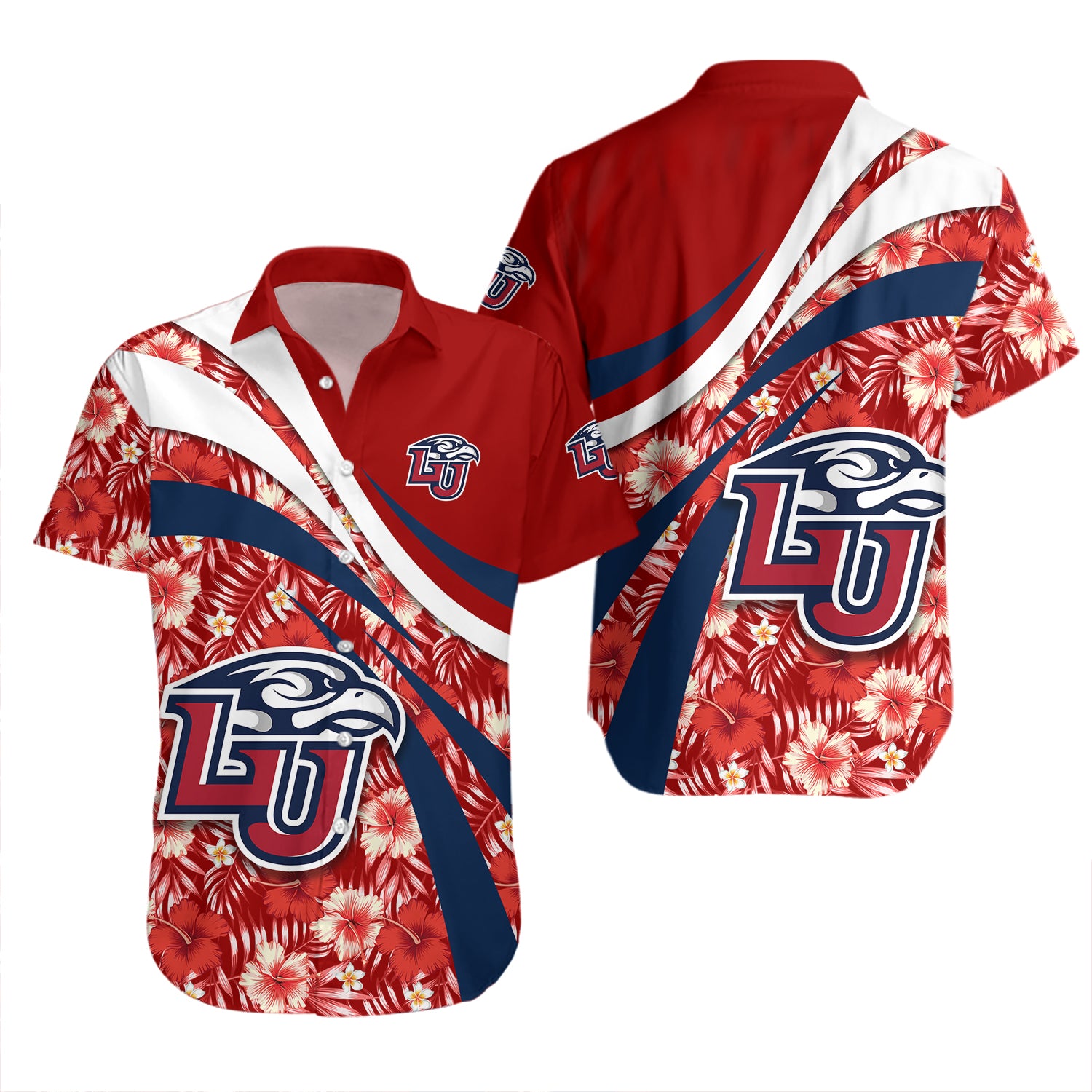 Liberty Flames Hawaiian Shirt Set Hibiscus Sport Style 2