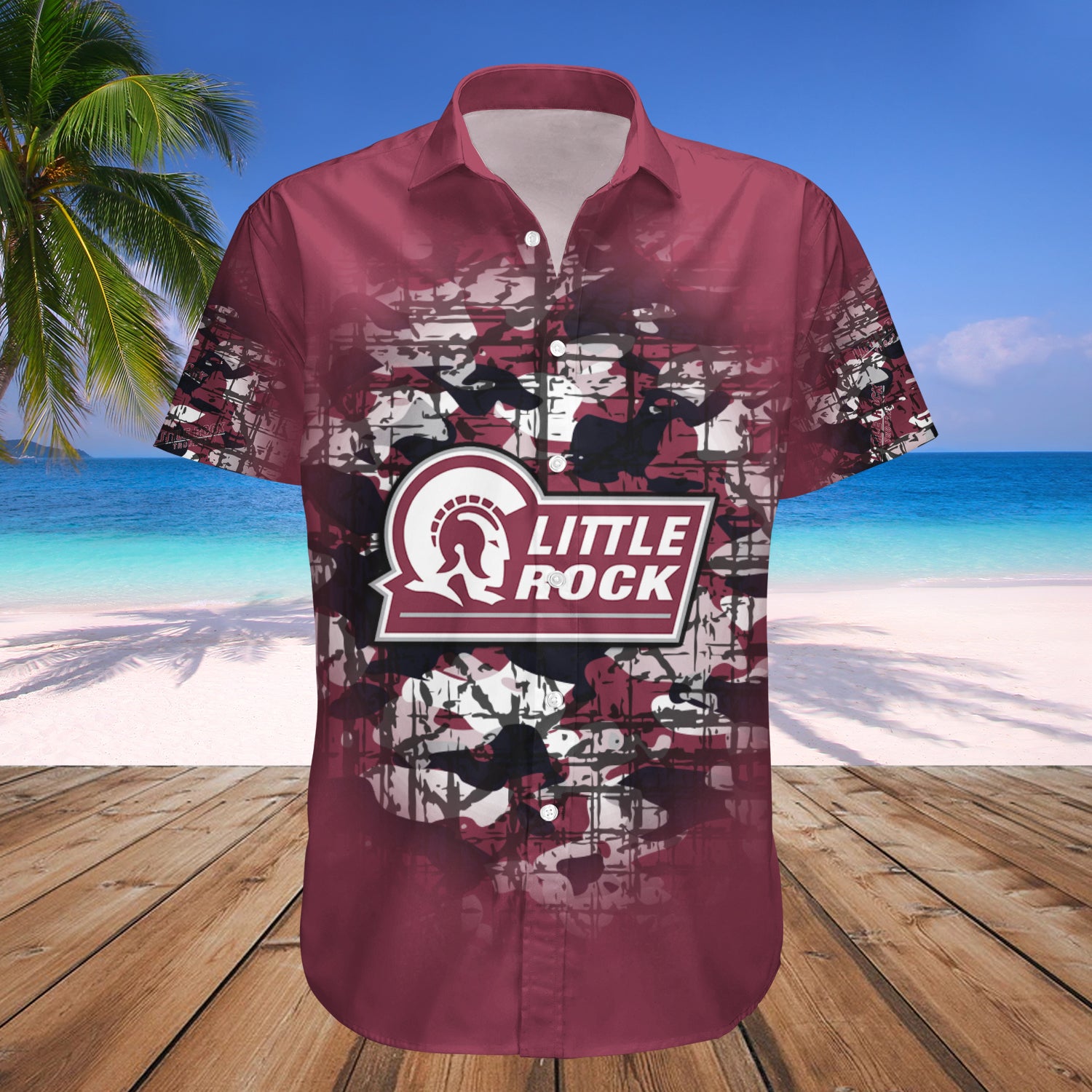 Little Rock Trojans Hawaiian Shirt Set Camouflage Vintage 1