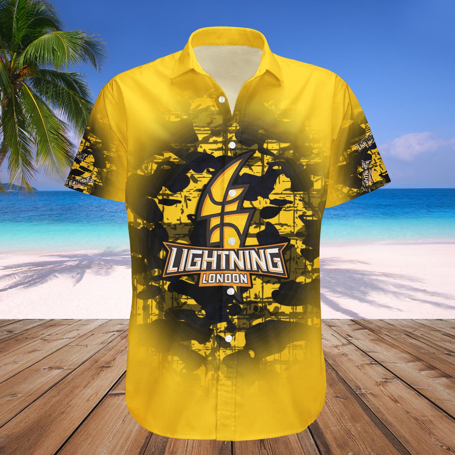 London Lightning Hawaiian Shirt Set Camouflage Vintage - CA BASKETBALL 1