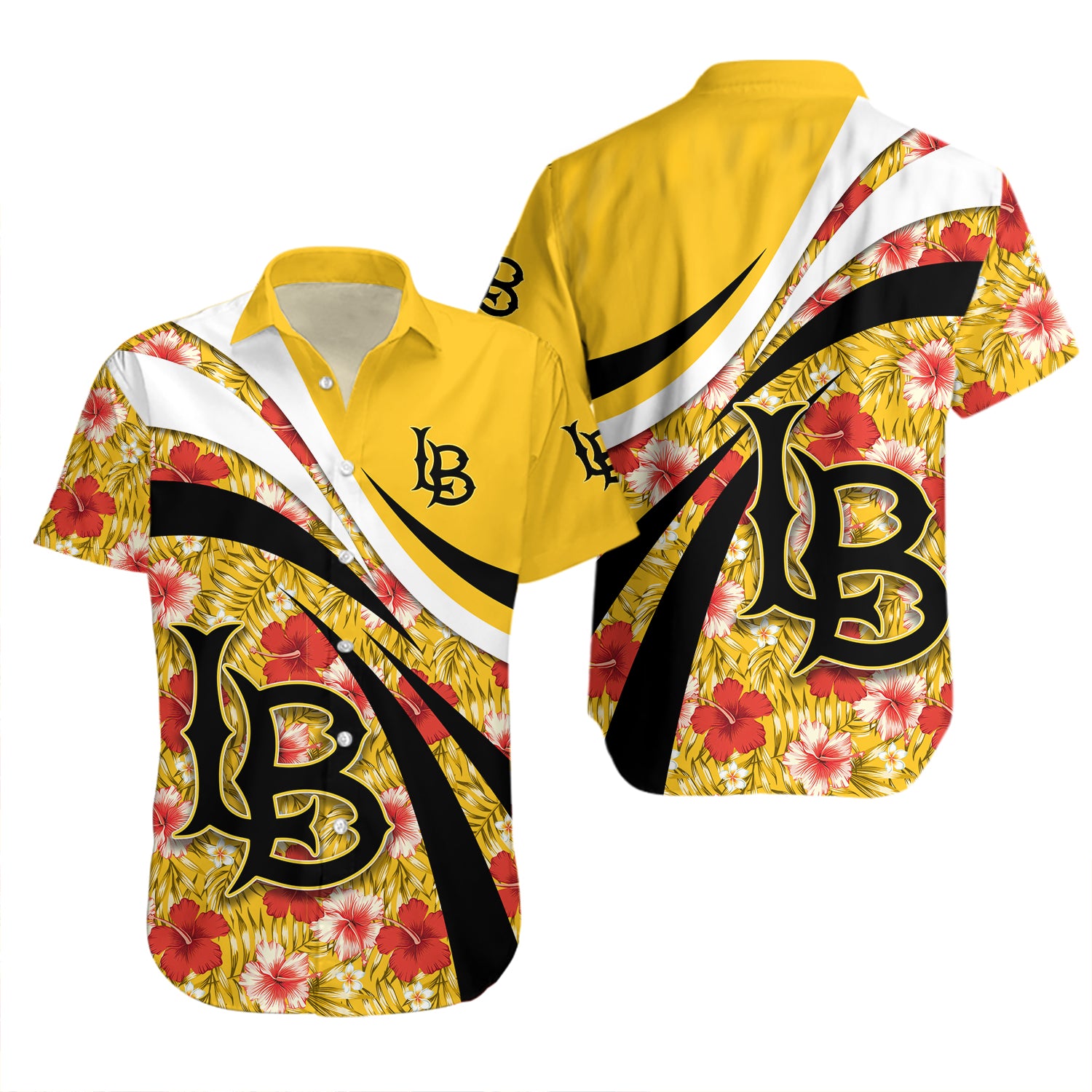Long Beach State 49ers Hawaiian Shirt Set Hibiscus Sport Style 2