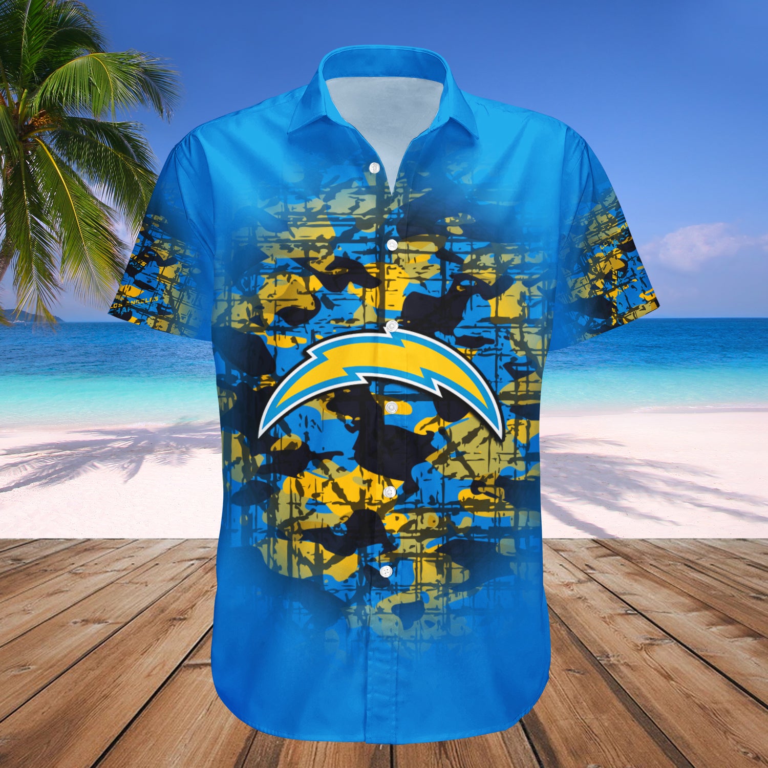 Los Angeles Chargers Hawaiian Shirt Set Camouflage Vintage - NFL 1
