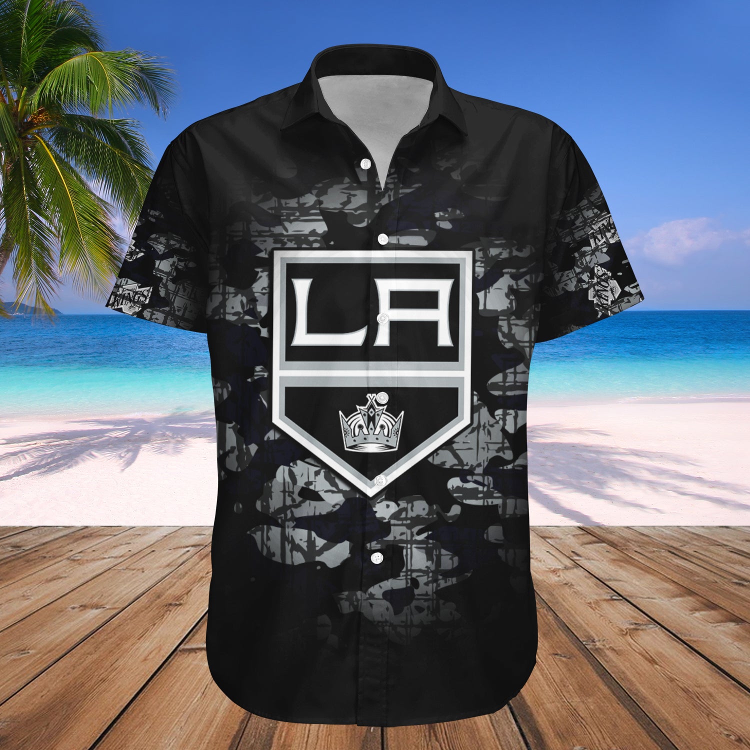 Los Angeles Kings Hawaiian Shirt Set Camouflage Vintage - NHL 1