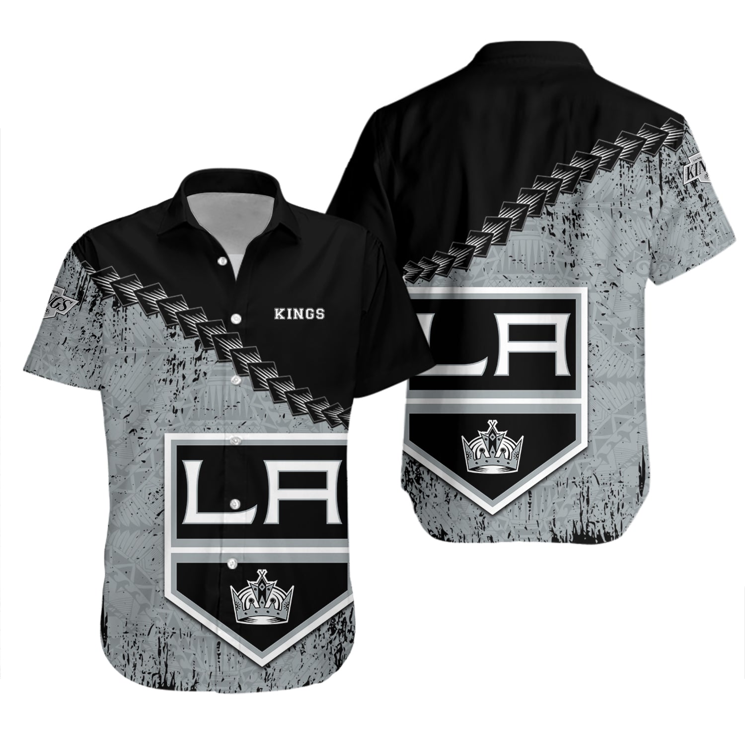 Los Angeles Kings Hawaiian Shirt Set Grunge Polynesian Tattoo - NHL 2