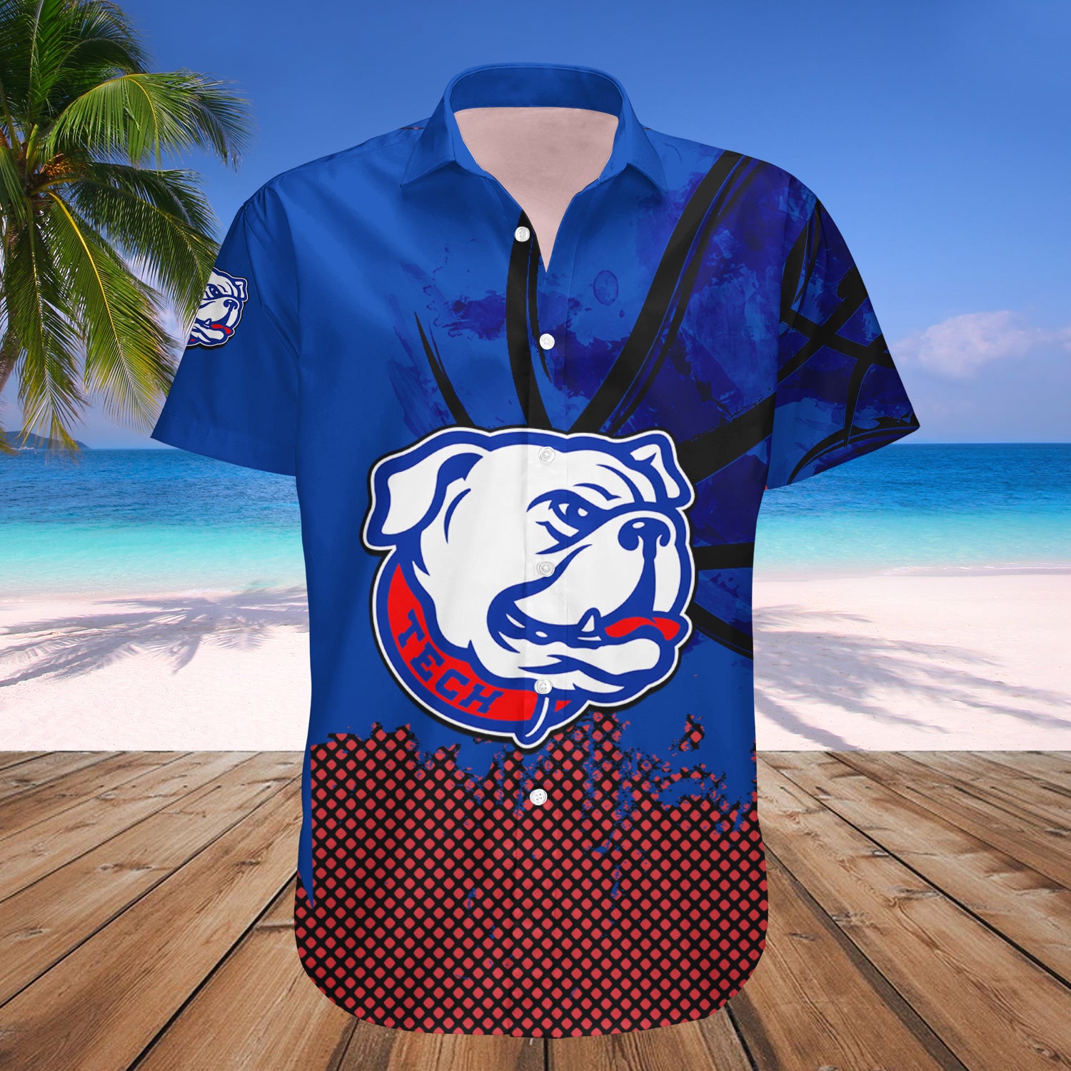 Louisiana Tech Bulldogs Hawaiian Shirt Set Basketball Net Grunge Pattern 1