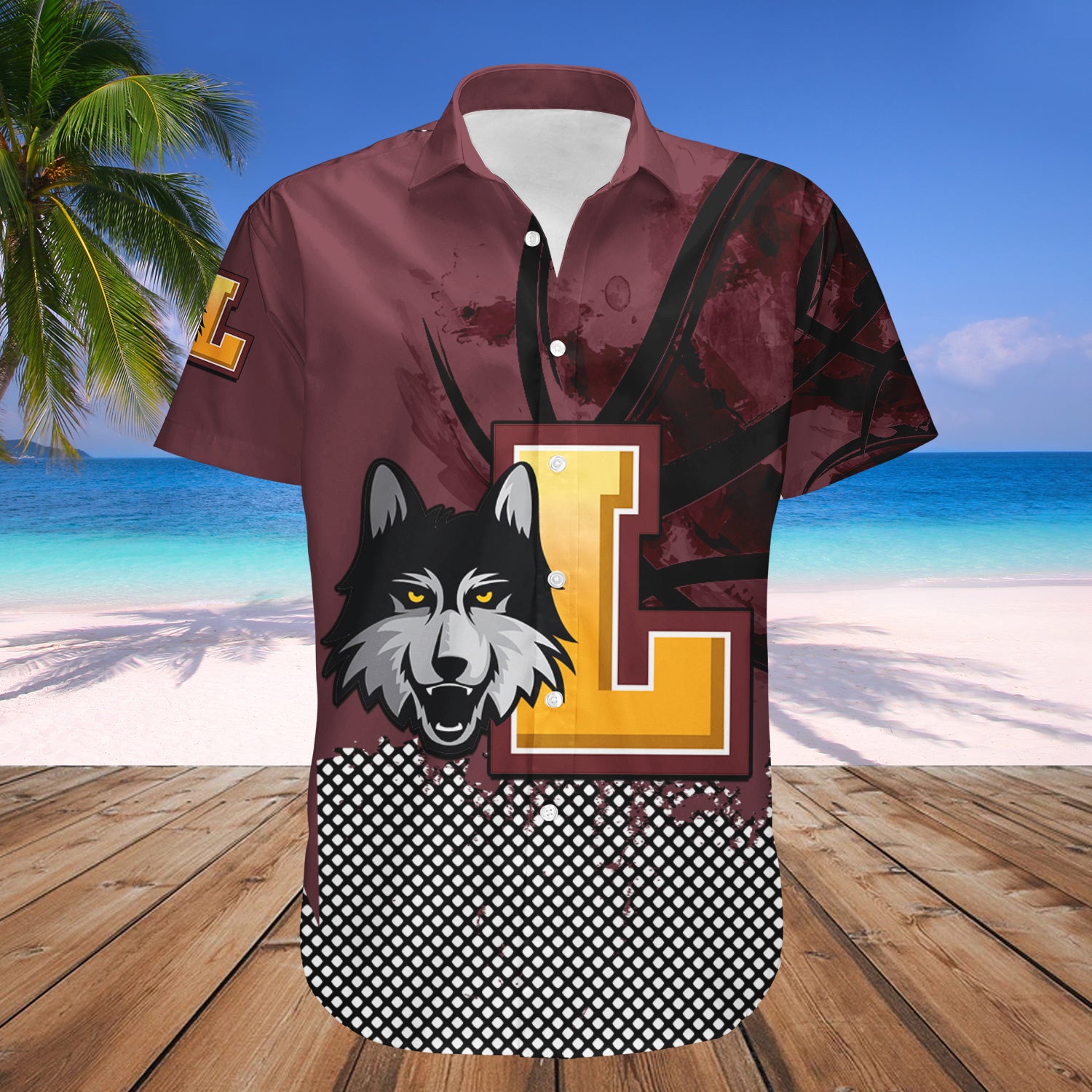 Loyola Ramblers Hawaiian Shirt Set Basketball Net Grunge Pattern 1