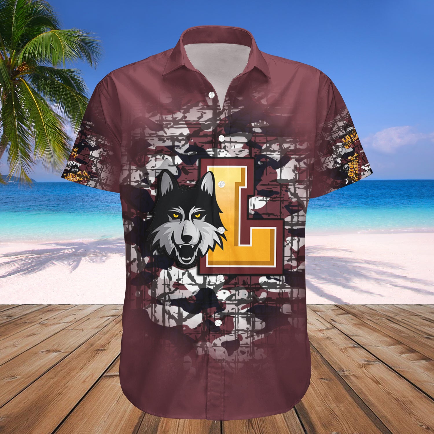Loyola Ramblers Hawaiian Shirt Set Camouflage Vintage 1