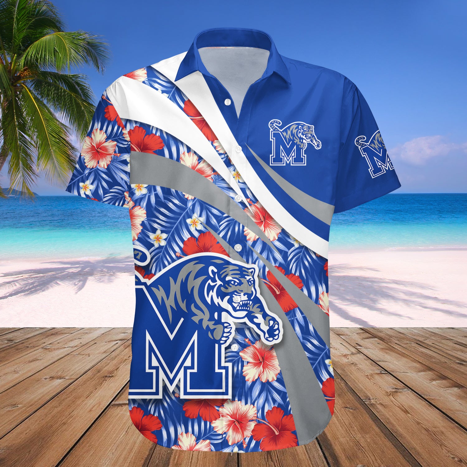 Memphis Tigers Hawaiian Shirt Set Hibiscus Sport Style - Meteew