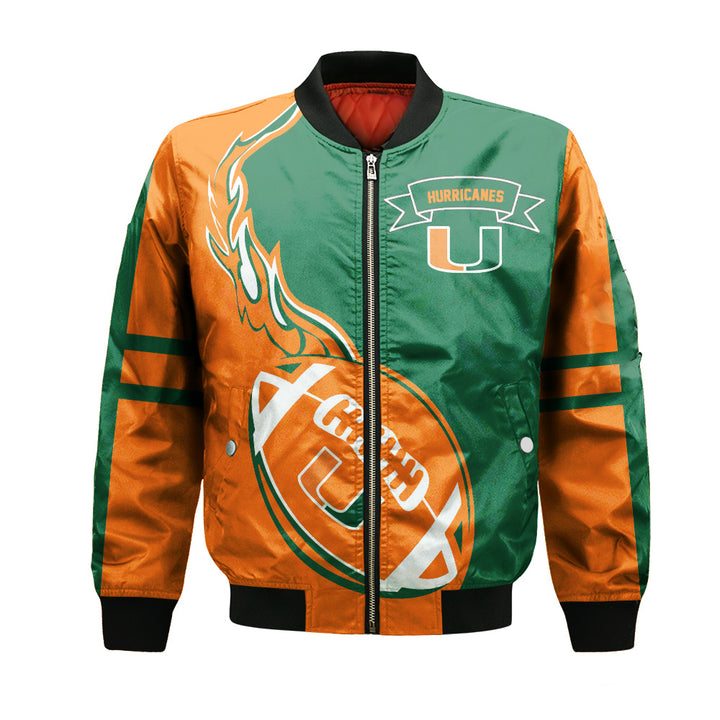 Miami Hurricanes Orange Green Bomber Jacket V3 - Meteew