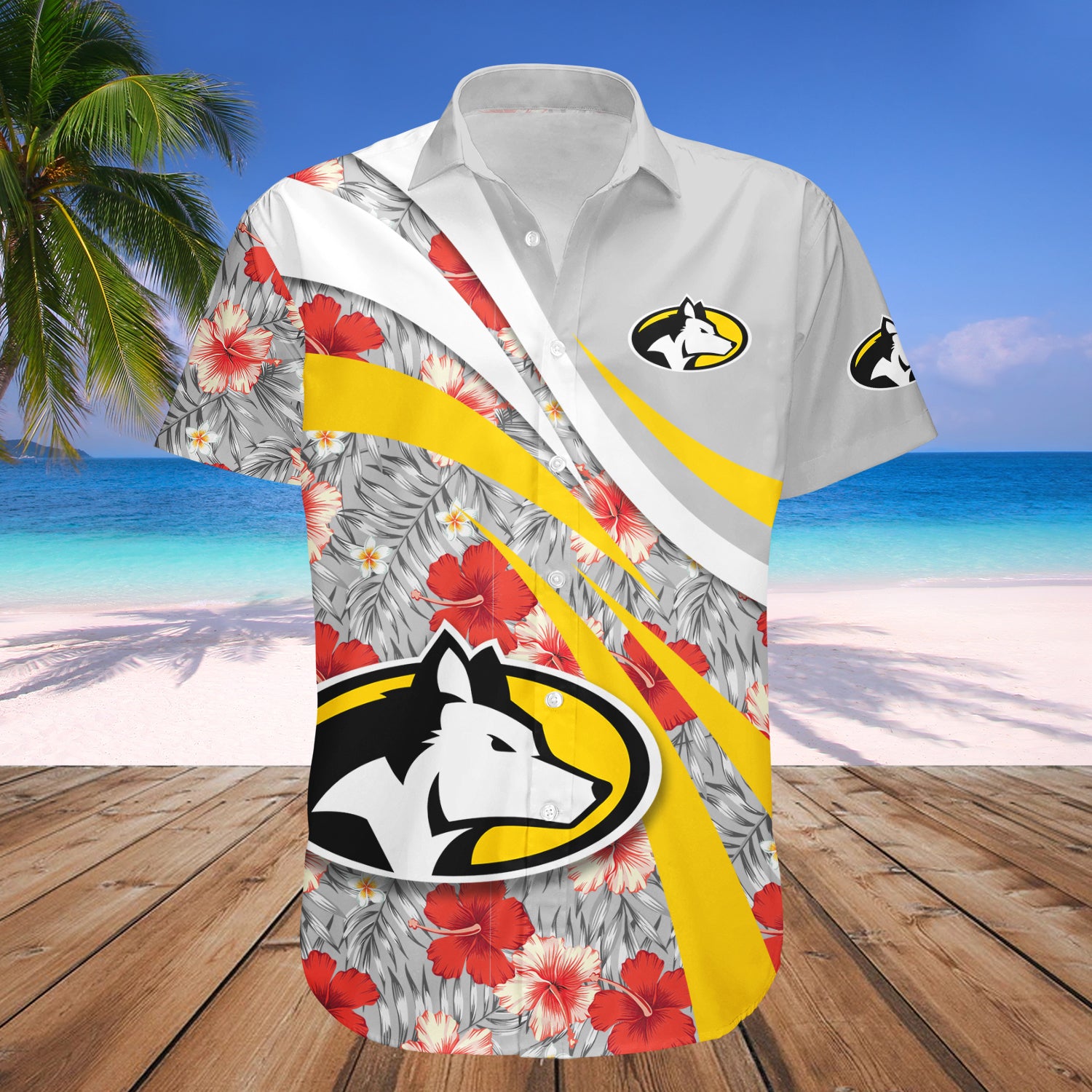 Michigan Tech Huskies Hawaiian Shirt Set Hibiscus Sport Style Meteew 