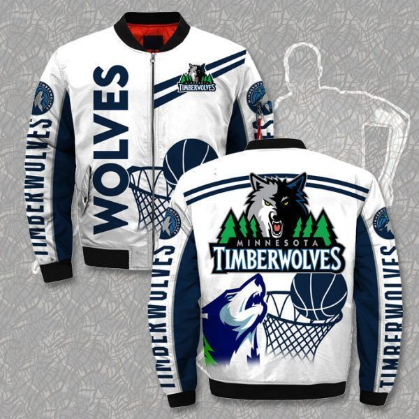 Minnesota Timberwolves Printful 3D Bomber Jackets W141 - Meteew