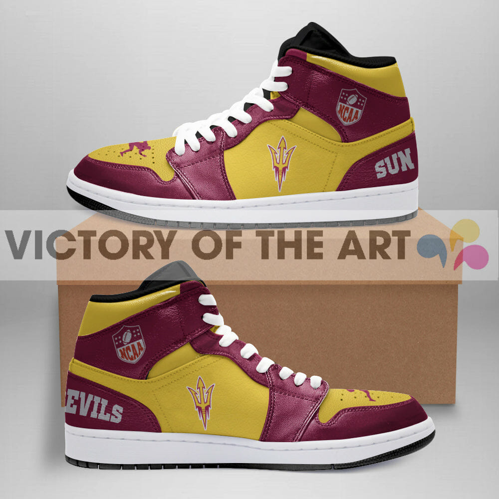 NCAA Arizona State Sun Devils Gold AJ 1 High Sneakers - Meteew