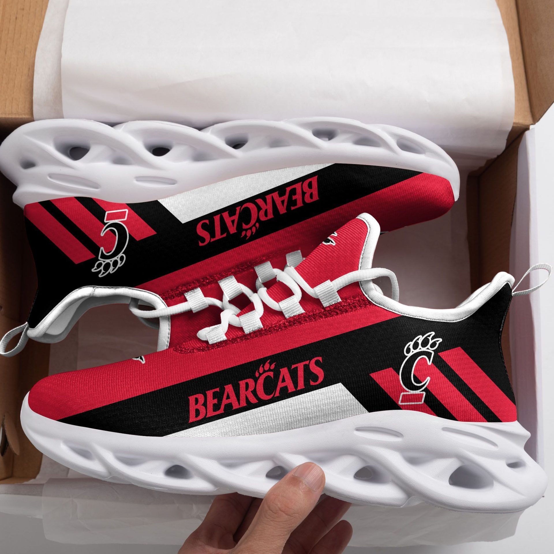 NCAA Cincinnati Bearcats Red Black Max Soul Shoes - Meteew