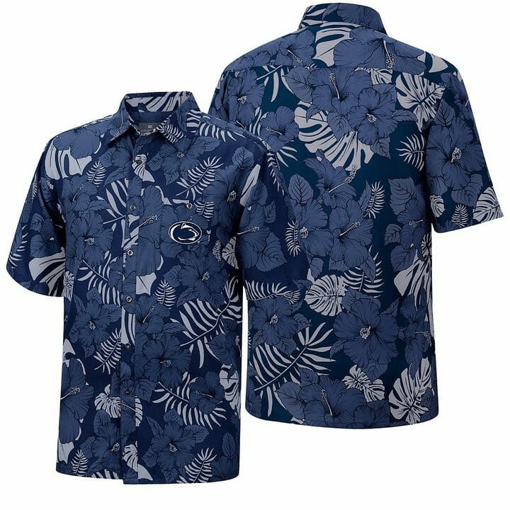 NCAA Penn State Nittany Lions Tropical Flowers Hawaiian Shirt - Meteew