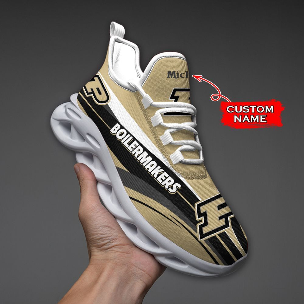 NCAA Purdue Boilermakers Custom Name Gold Black Max Soul Shoes V3 - Meteew