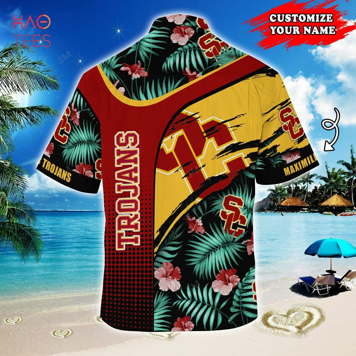 NCAA USC Trojans Custom Name Green Hawaiian Shirt - Meteew