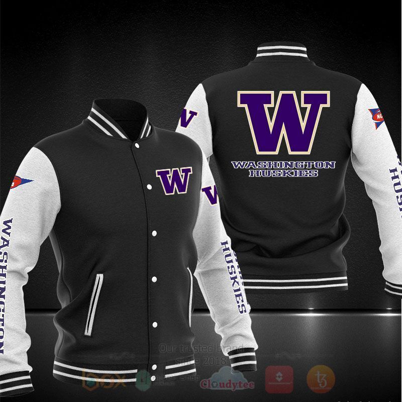 NCAA Washington Huskies Black Baseball Jacket - Meteew
