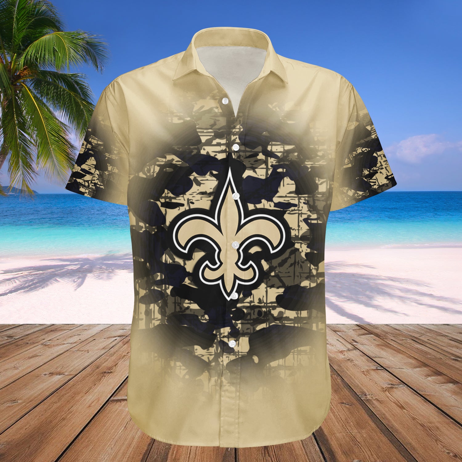 New Orleans Saints Hawaiian Shirt Set Camouflage Vintage - NFL - Meteew