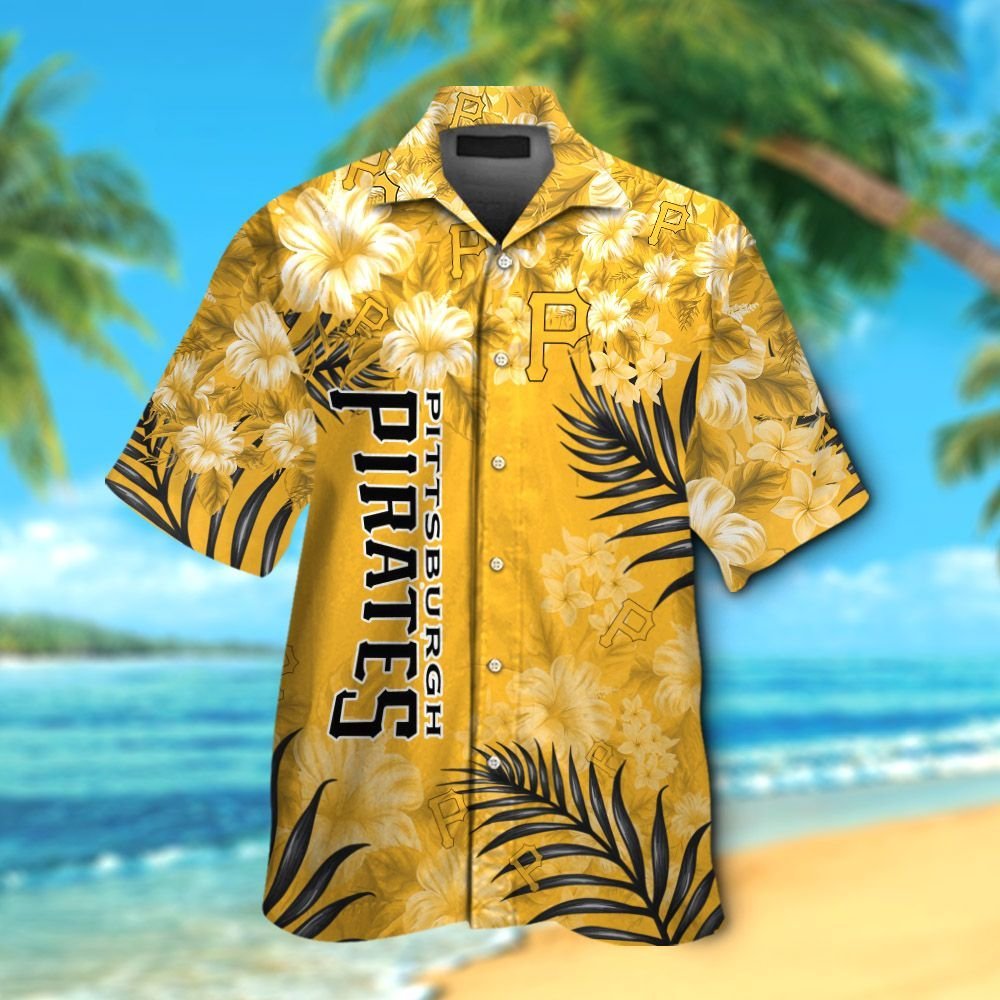 Pittsburgh Pirates Short Sleeve Button Up Tropical Aloha Hawaiian Shirt ...