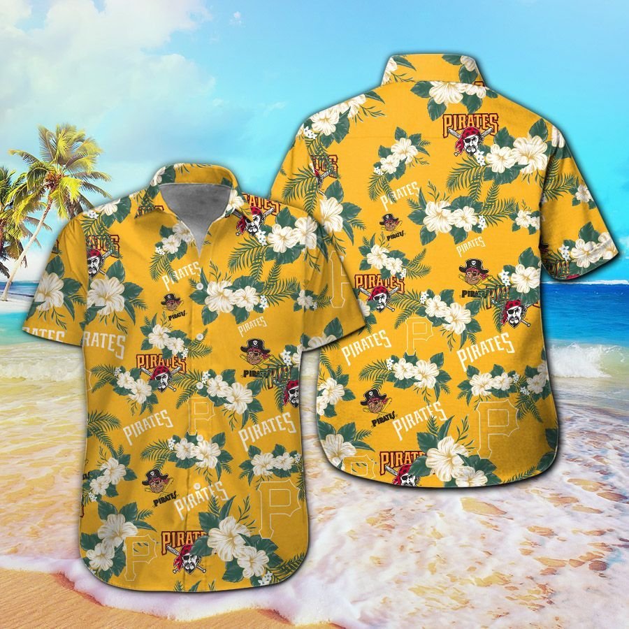 Pittsburgh Pirates Short Sleeve Button Up Tropical Aloha Hawaiian Shirt ...