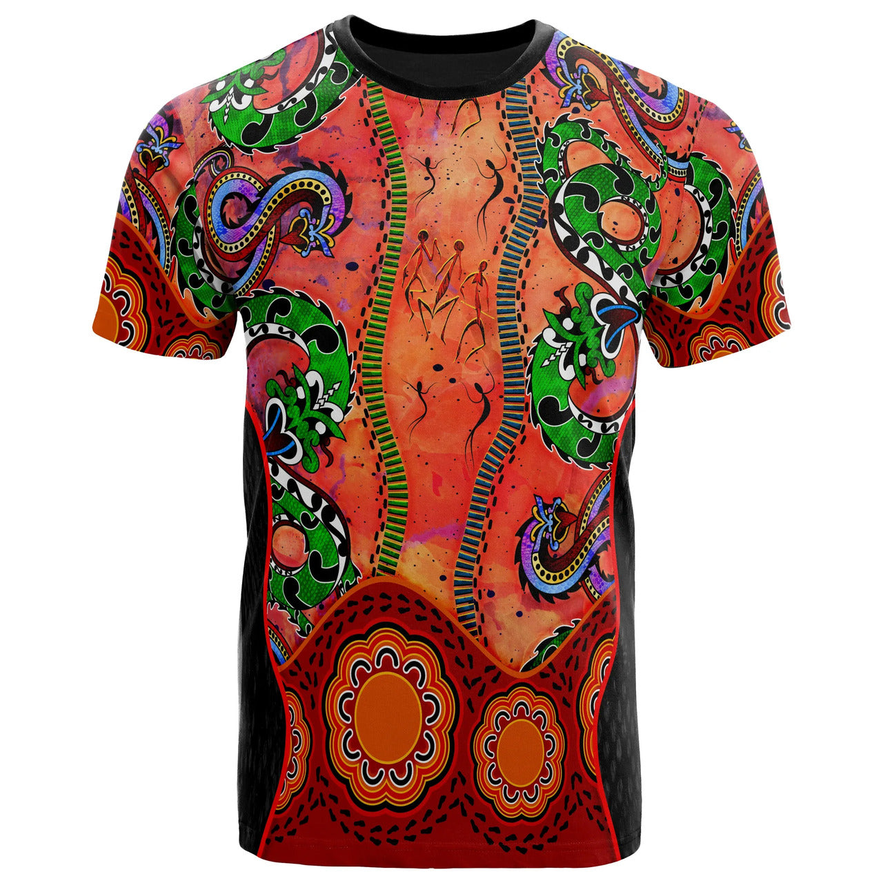 Australia Aboriginal T-Shirt Aussie Indigenous Patterns Orange - Meteew
